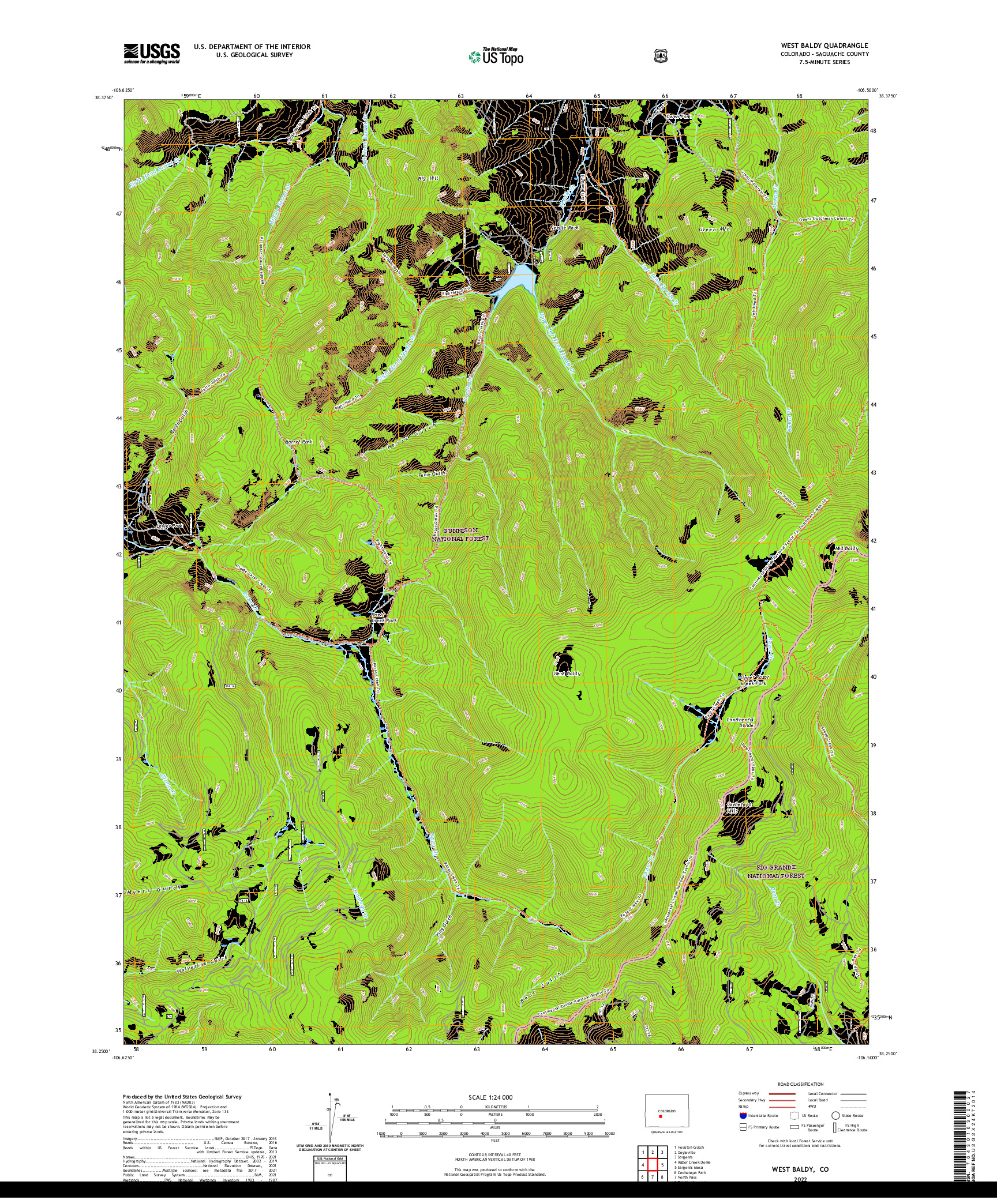 US TOPO 7.5-MINUTE MAP FOR WEST BALDY, CO