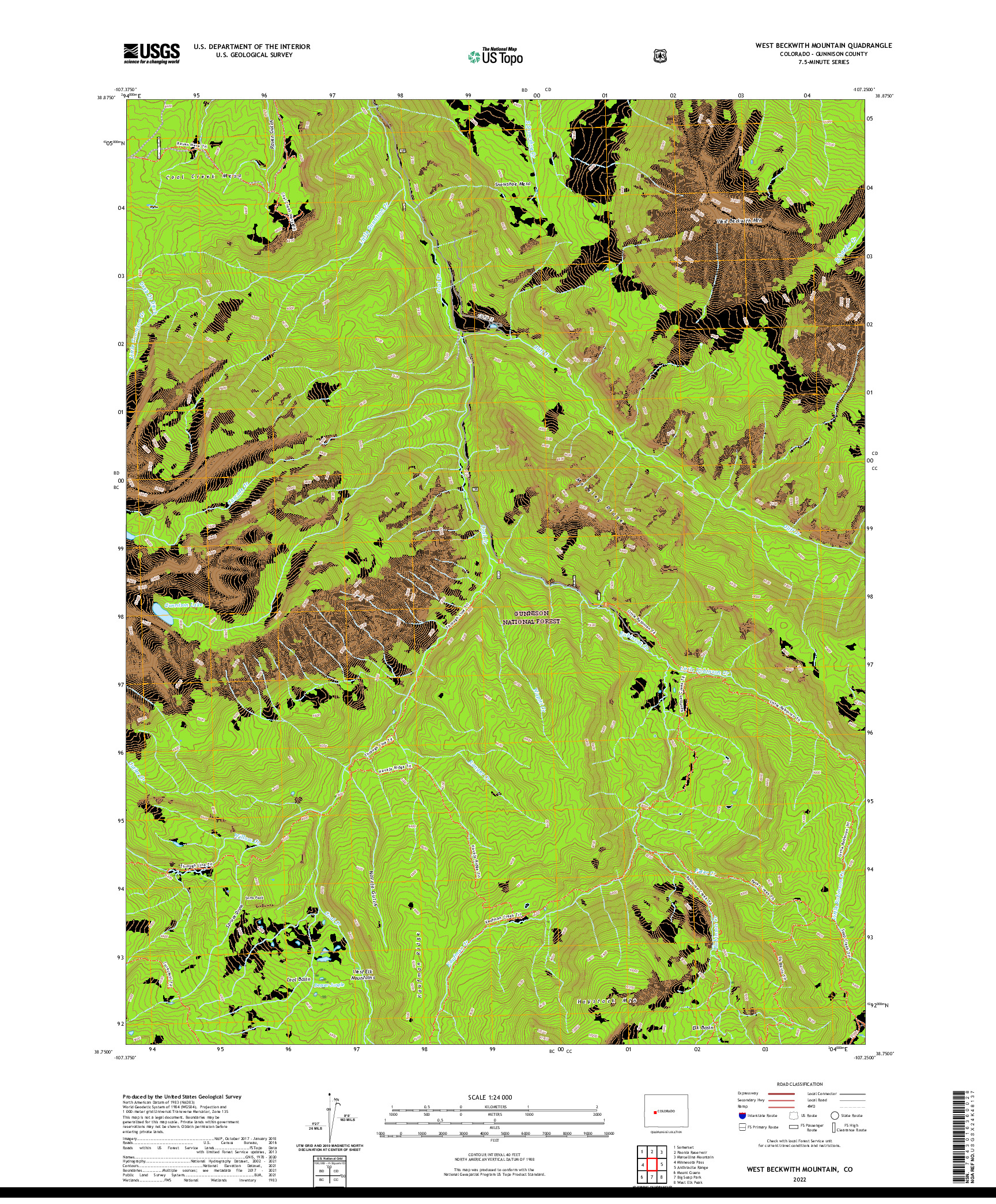 US TOPO 7.5-MINUTE MAP FOR WEST BECKWITH MOUNTAIN, CO