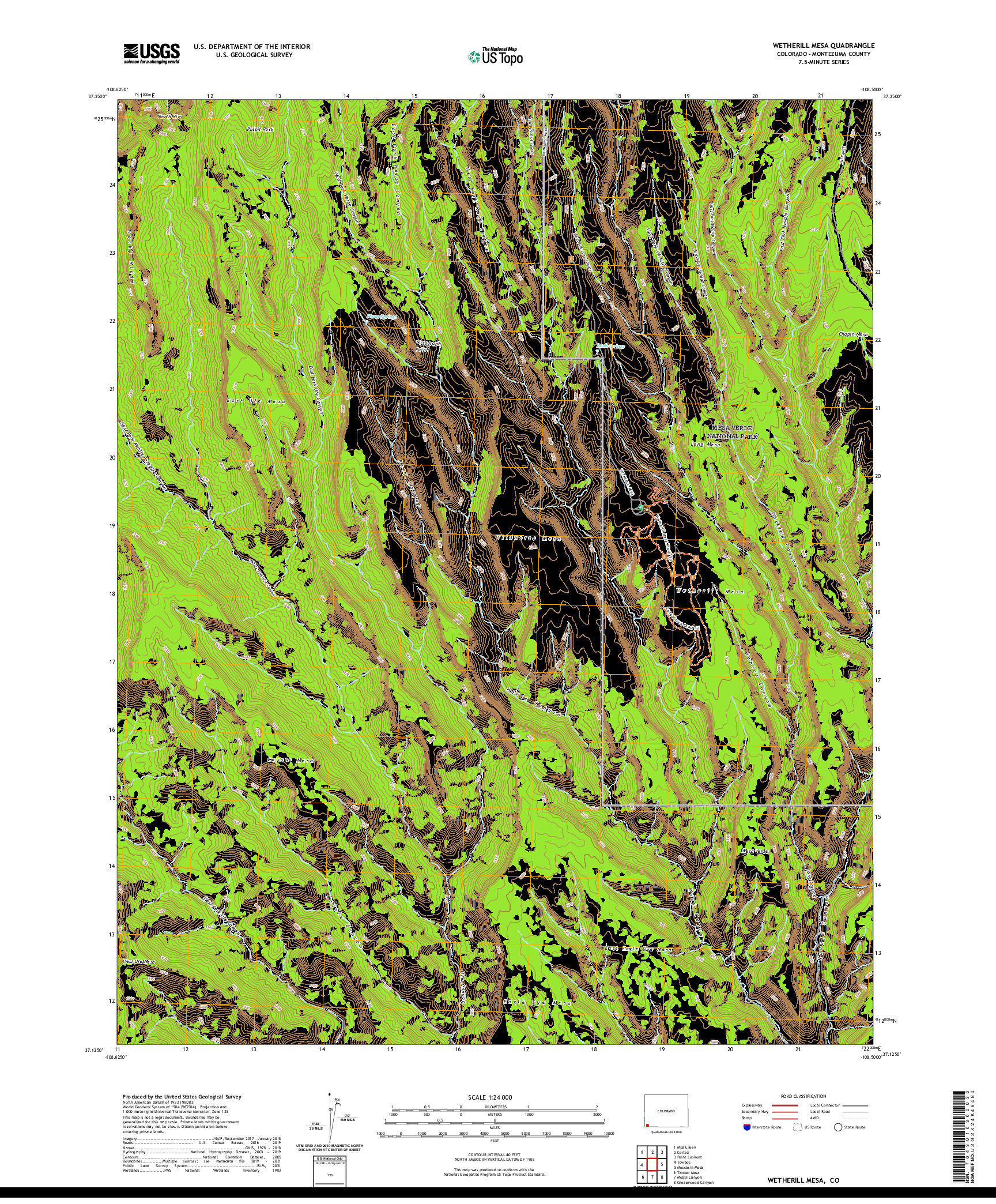 US TOPO 7.5-MINUTE MAP FOR WETHERILL MESA, CO