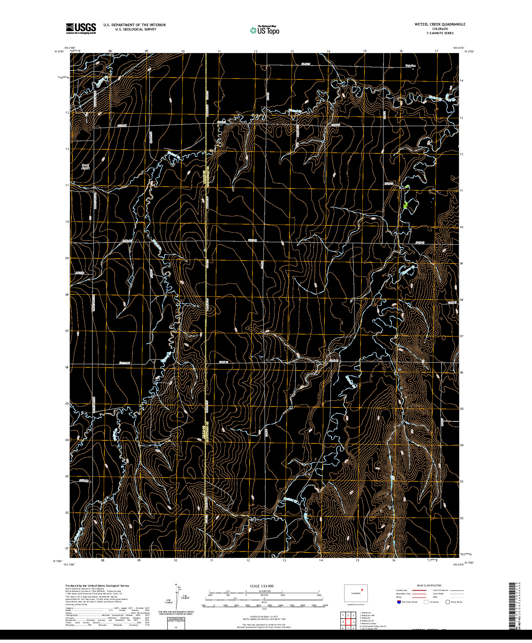 US TOPO 7.5-MINUTE MAP FOR WETZEL CREEK, CO