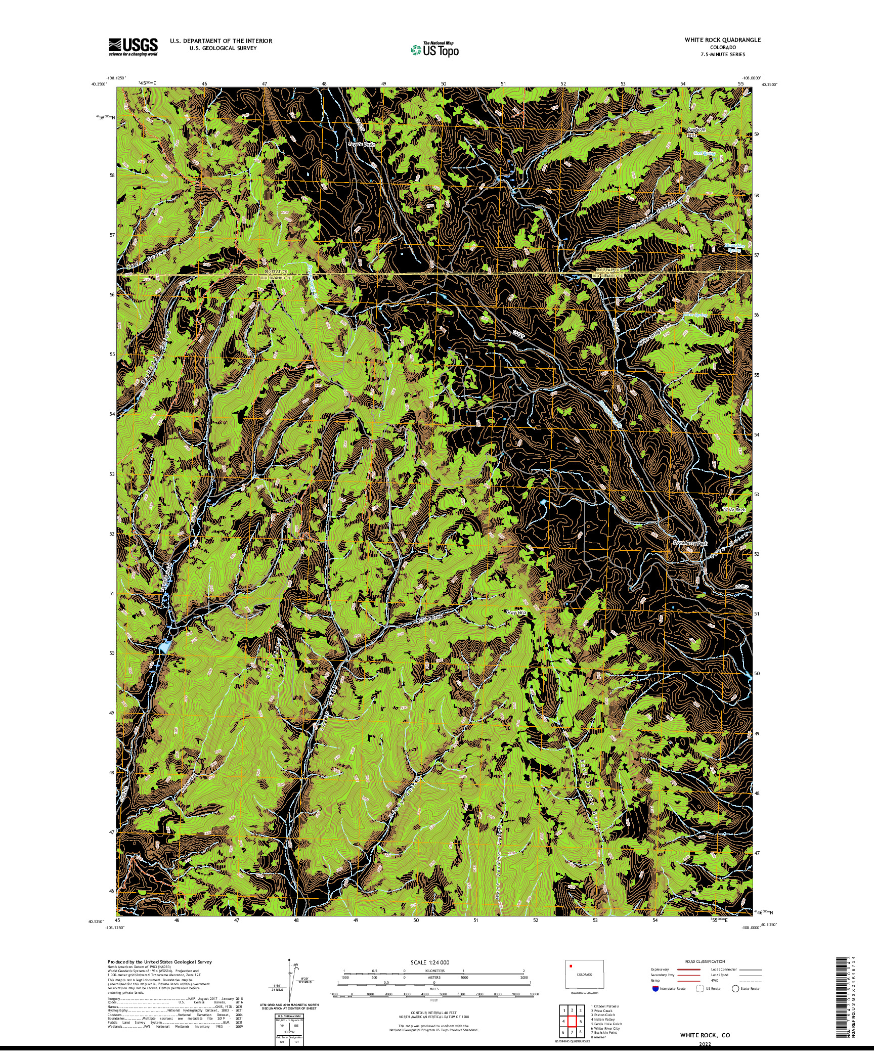 US TOPO 7.5-MINUTE MAP FOR WHITE ROCK, CO