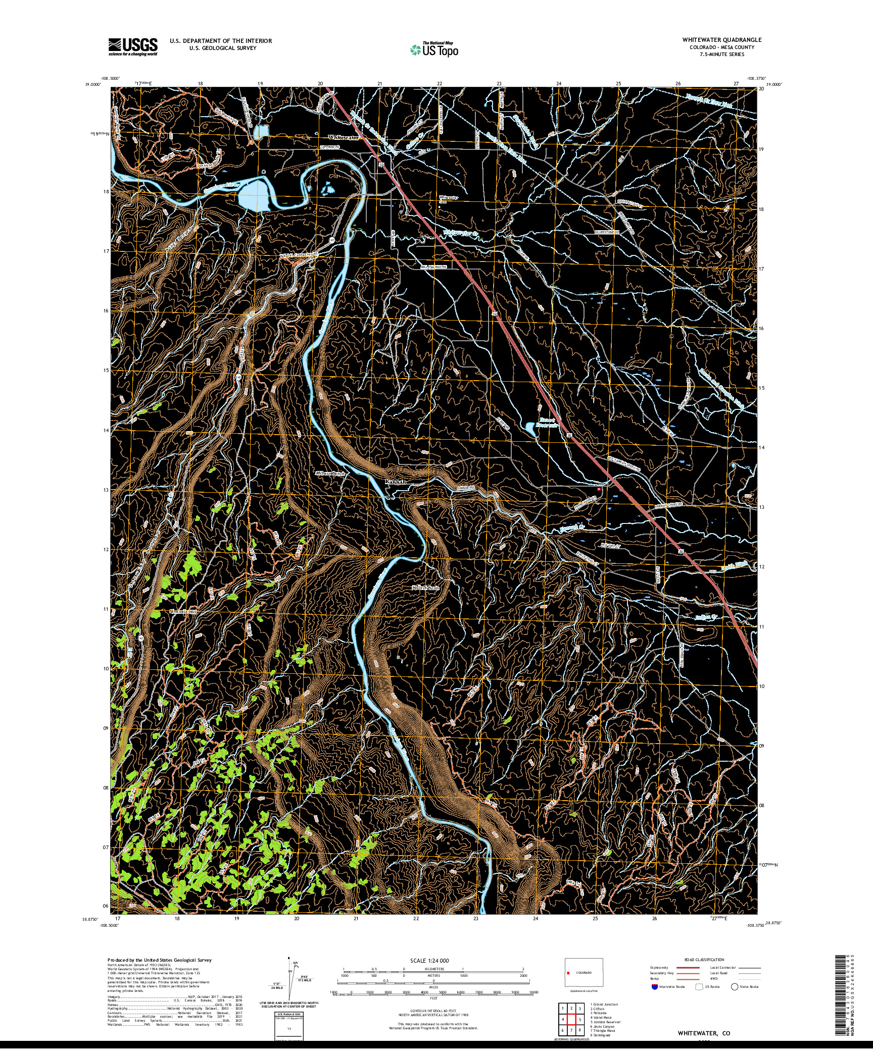 US TOPO 7.5-MINUTE MAP FOR WHITEWATER, CO
