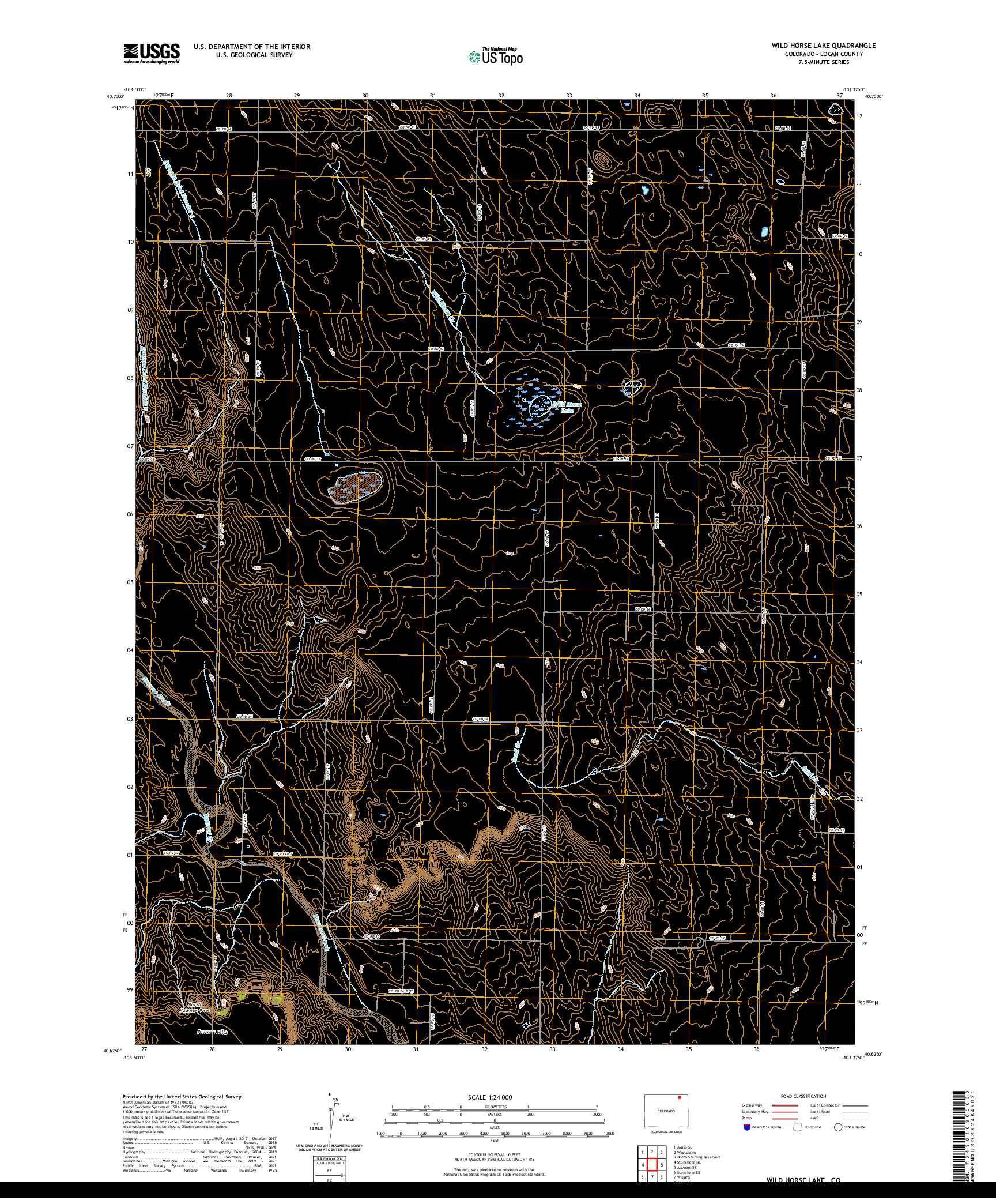 US TOPO 7.5-MINUTE MAP FOR WILD HORSE LAKE, CO