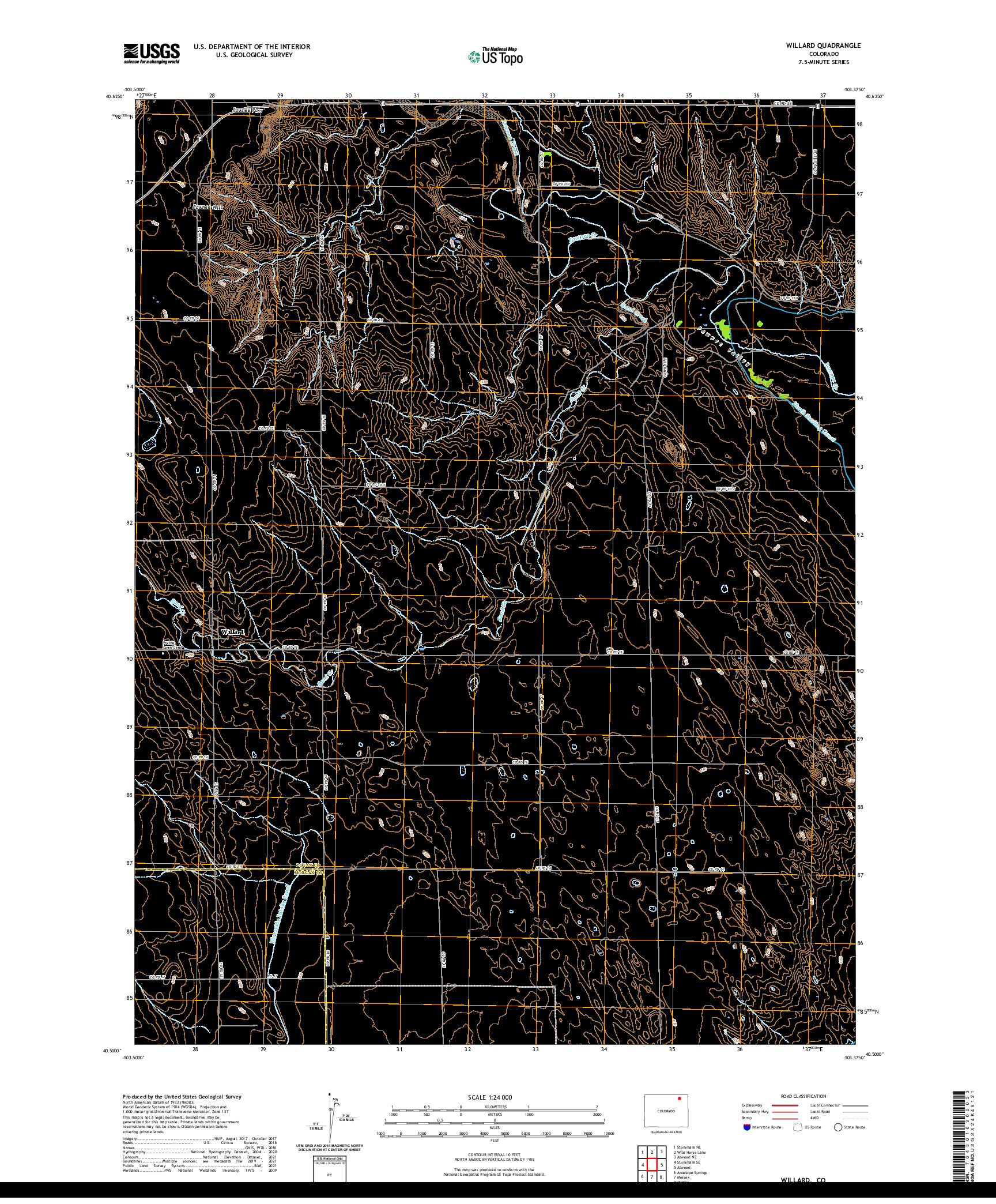 US TOPO 7.5-MINUTE MAP FOR WILLARD, CO