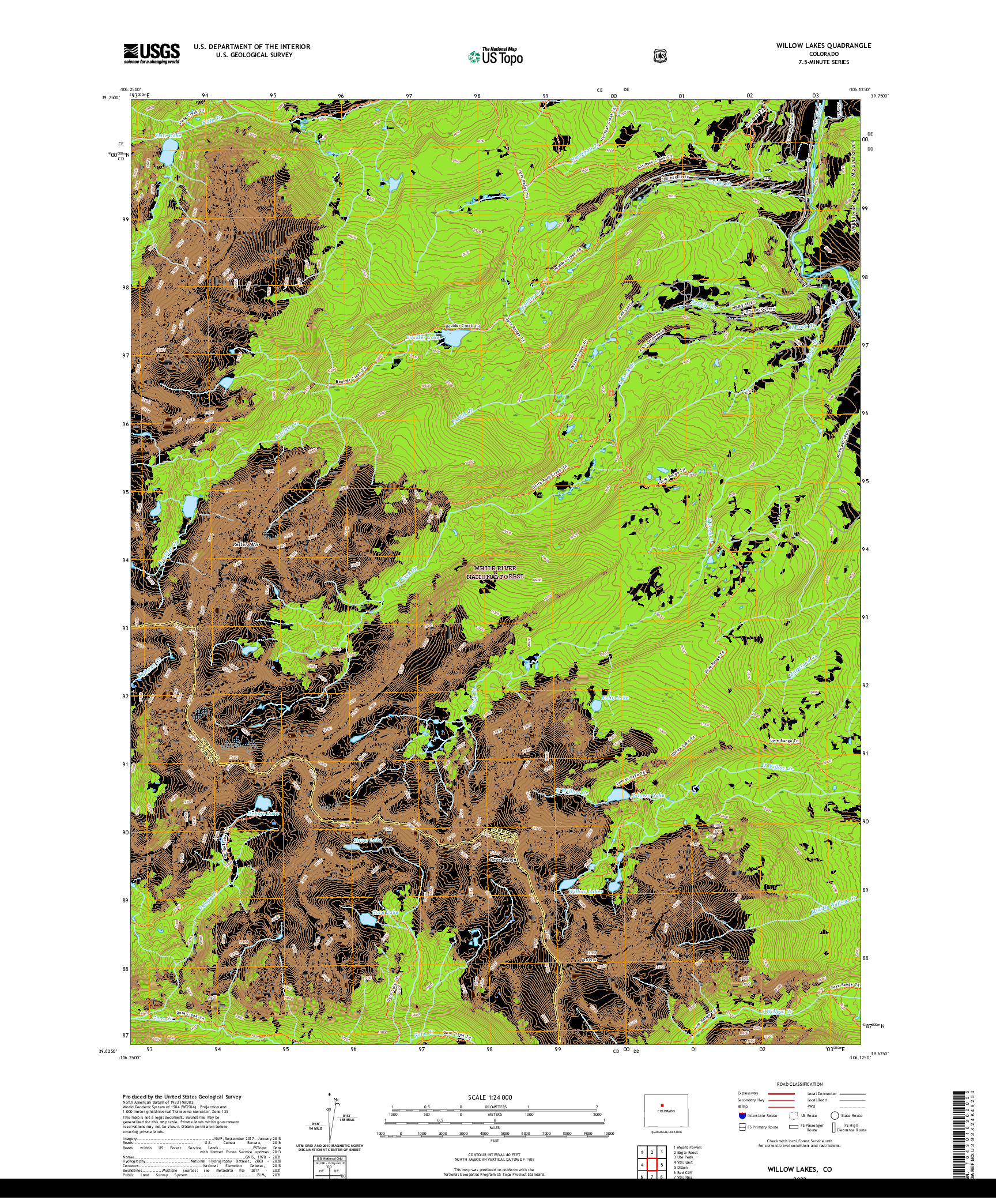 US TOPO 7.5-MINUTE MAP FOR WILLOW LAKES, CO