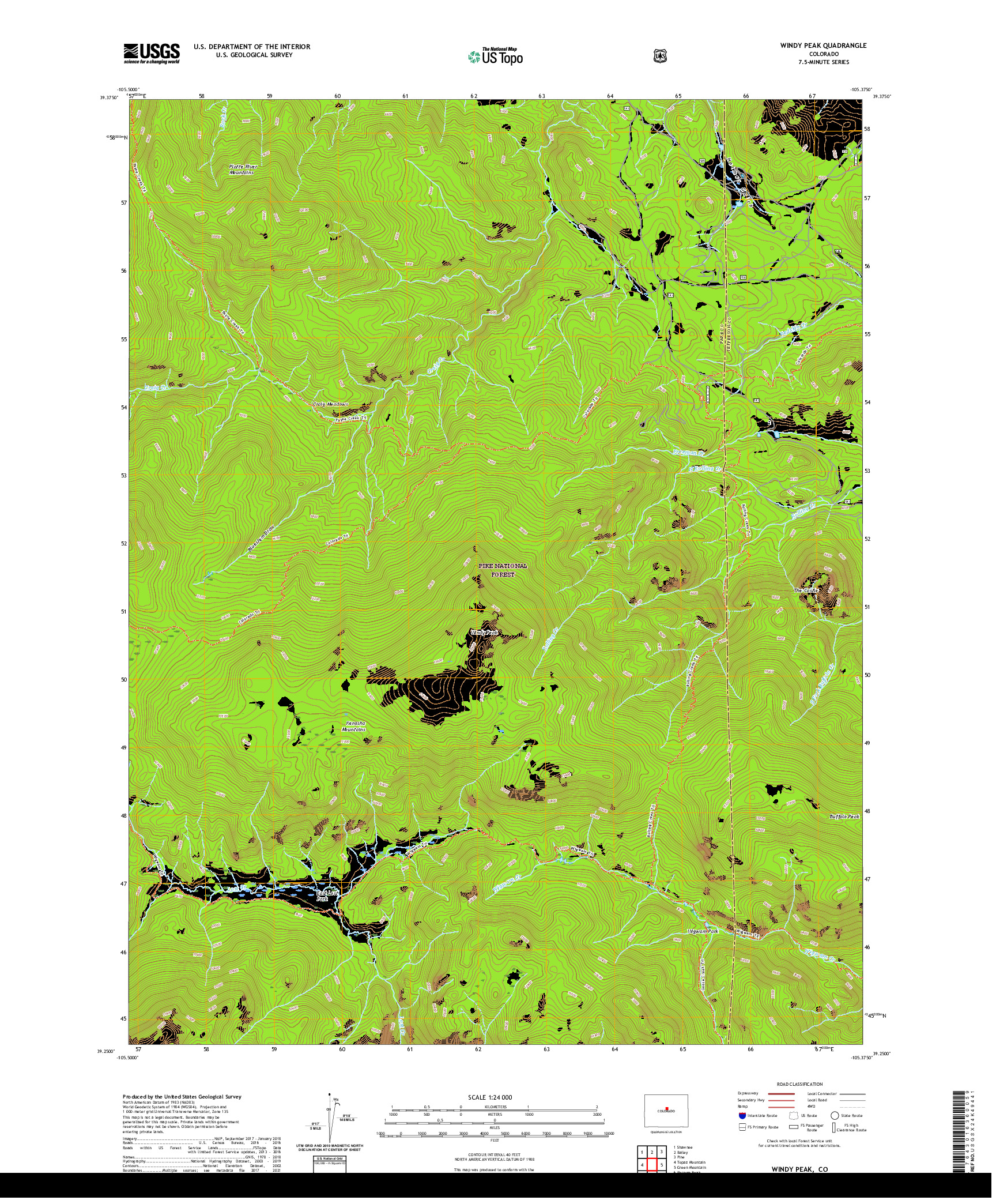 US TOPO 7.5-MINUTE MAP FOR WINDY PEAK, CO