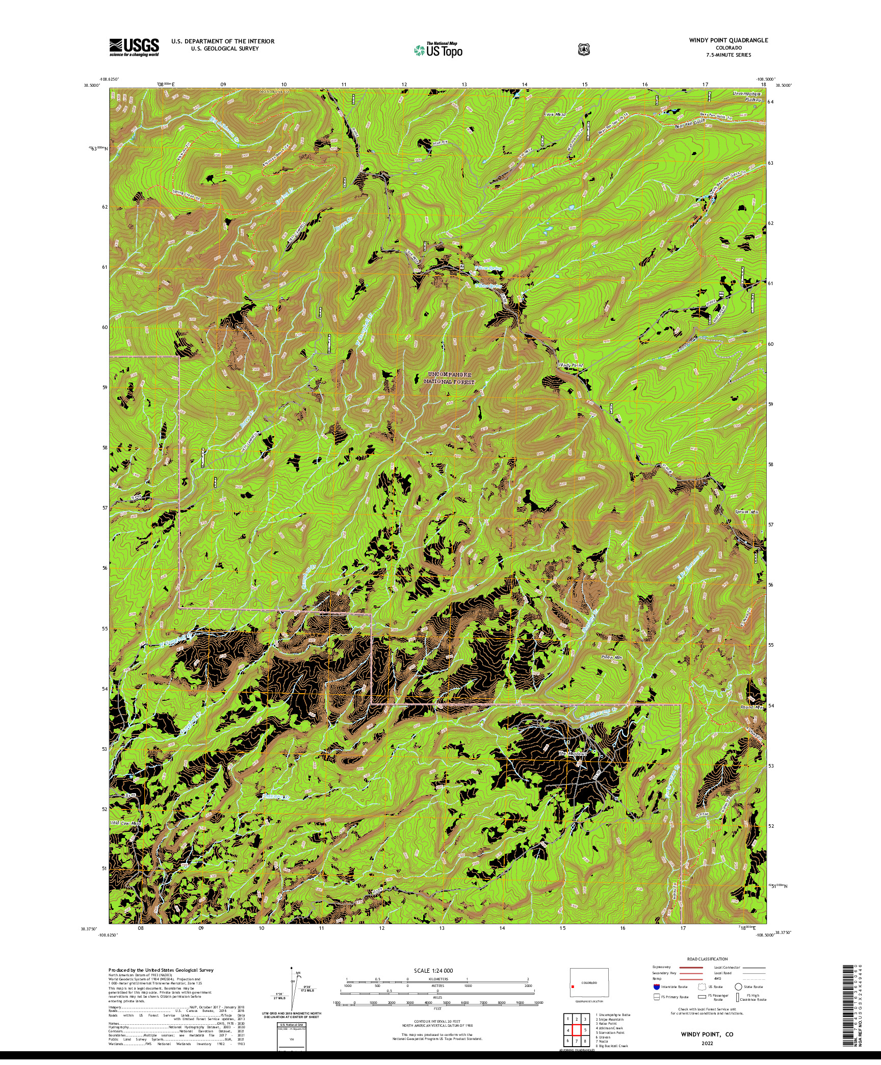 US TOPO 7.5-MINUTE MAP FOR WINDY POINT, CO