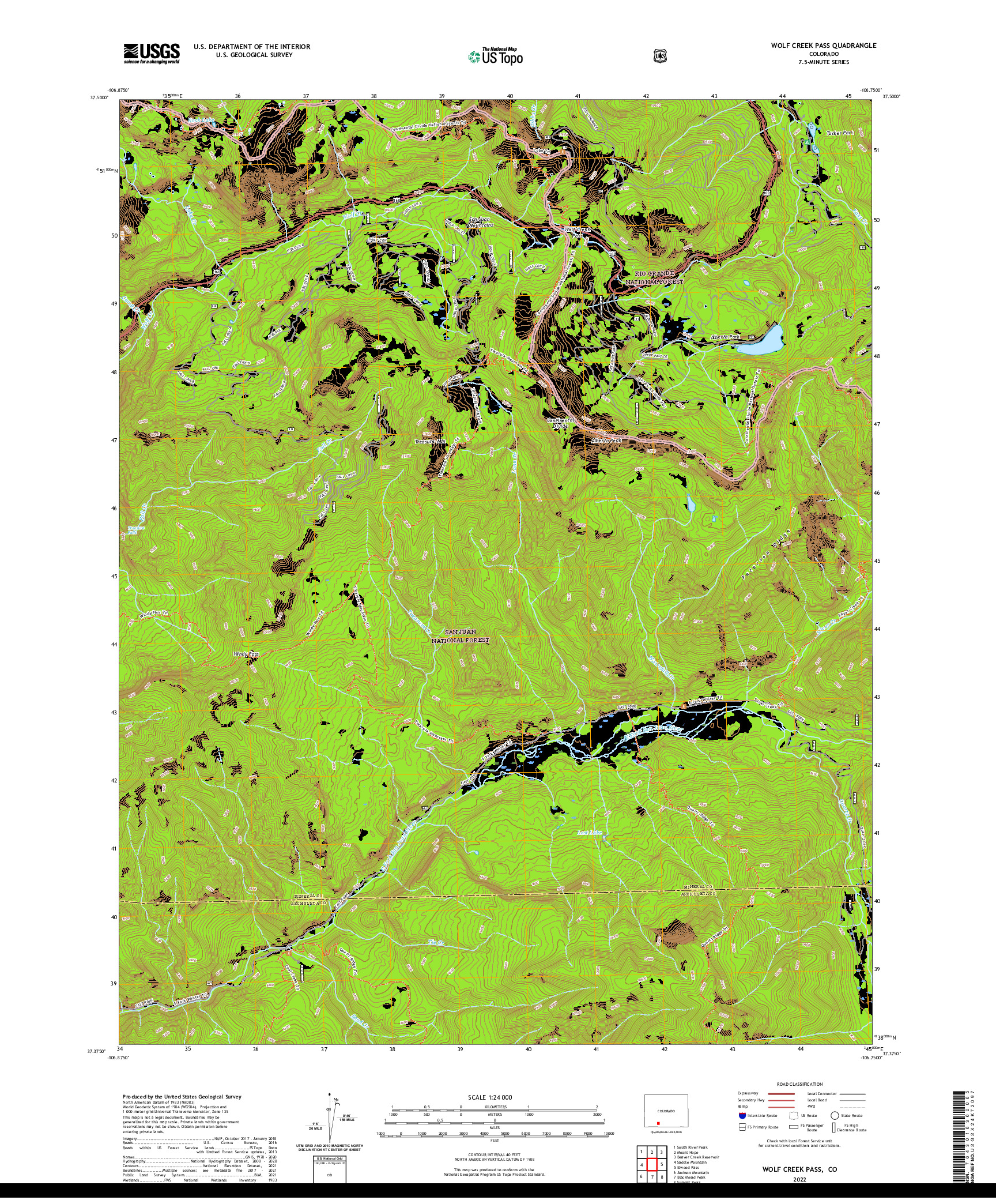 US TOPO 7.5-MINUTE MAP FOR WOLF CREEK PASS, CO