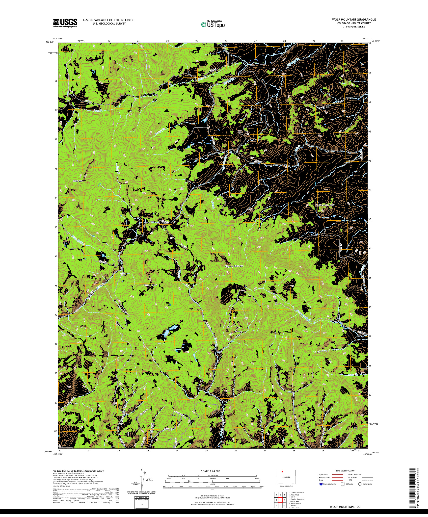 US TOPO 7.5-MINUTE MAP FOR WOLF MOUNTAIN, CO