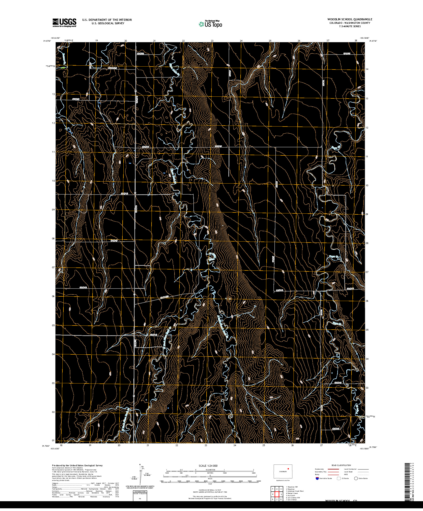 US TOPO 7.5-MINUTE MAP FOR WOODLIN SCHOOL, CO
