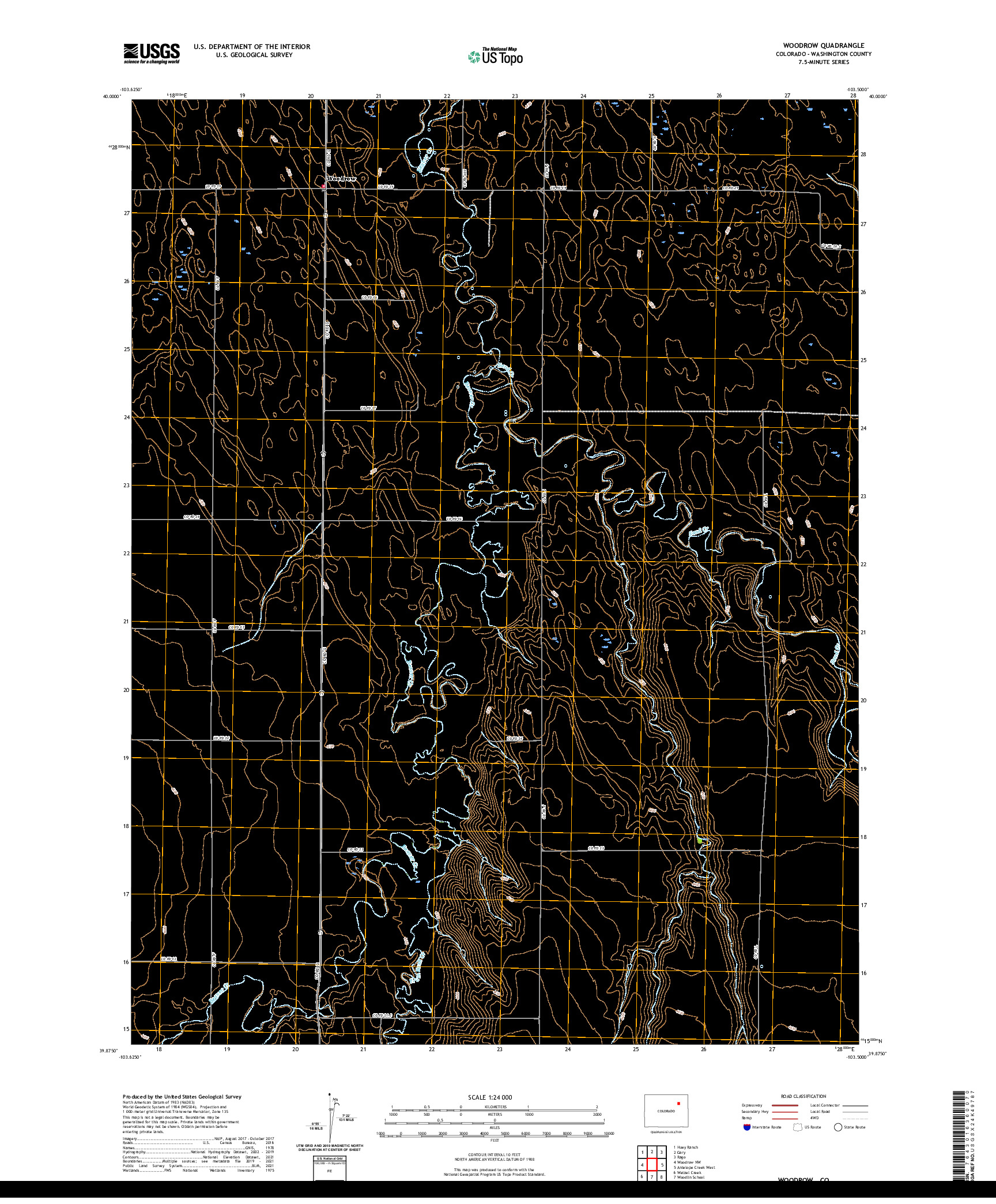 US TOPO 7.5-MINUTE MAP FOR WOODROW, CO