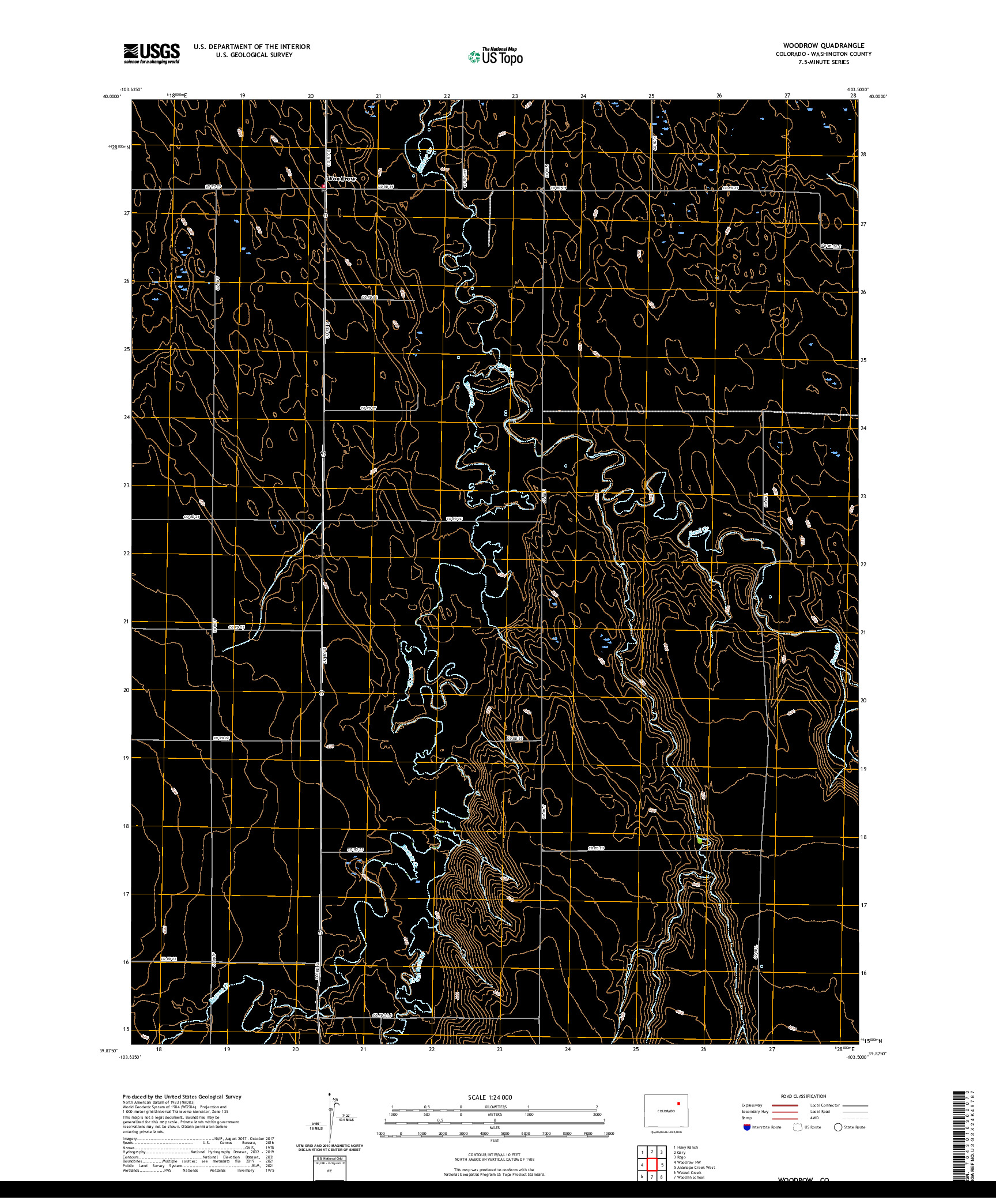 US TOPO 7.5-MINUTE MAP FOR WOODROW, CO