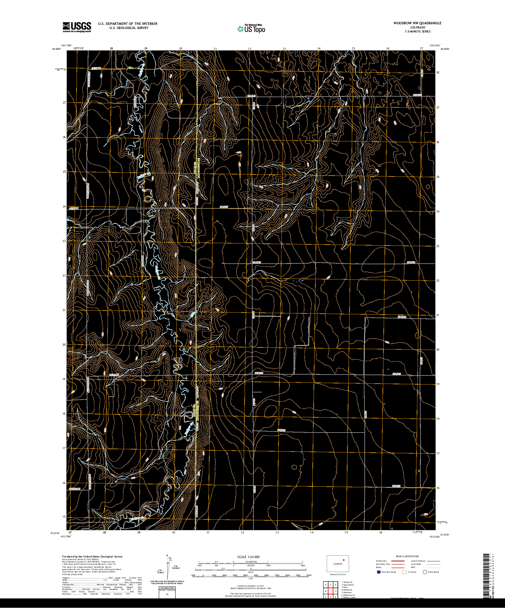 US TOPO 7.5-MINUTE MAP FOR WOODROW NW, CO