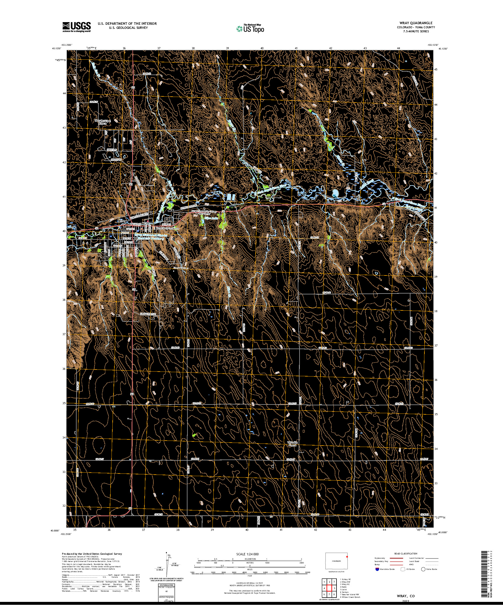 US TOPO 7.5-MINUTE MAP FOR WRAY, CO