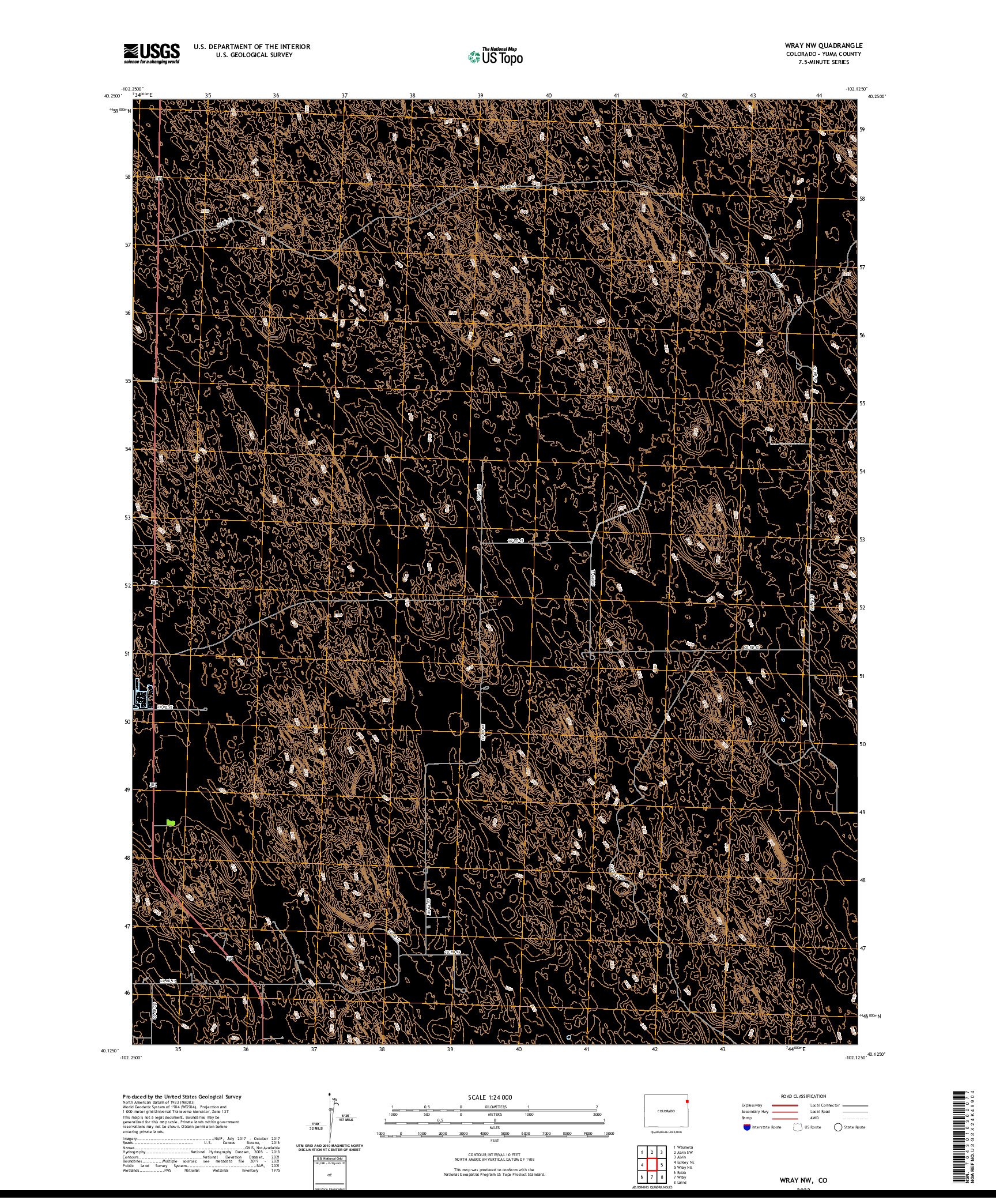 US TOPO 7.5-MINUTE MAP FOR WRAY NW, CO