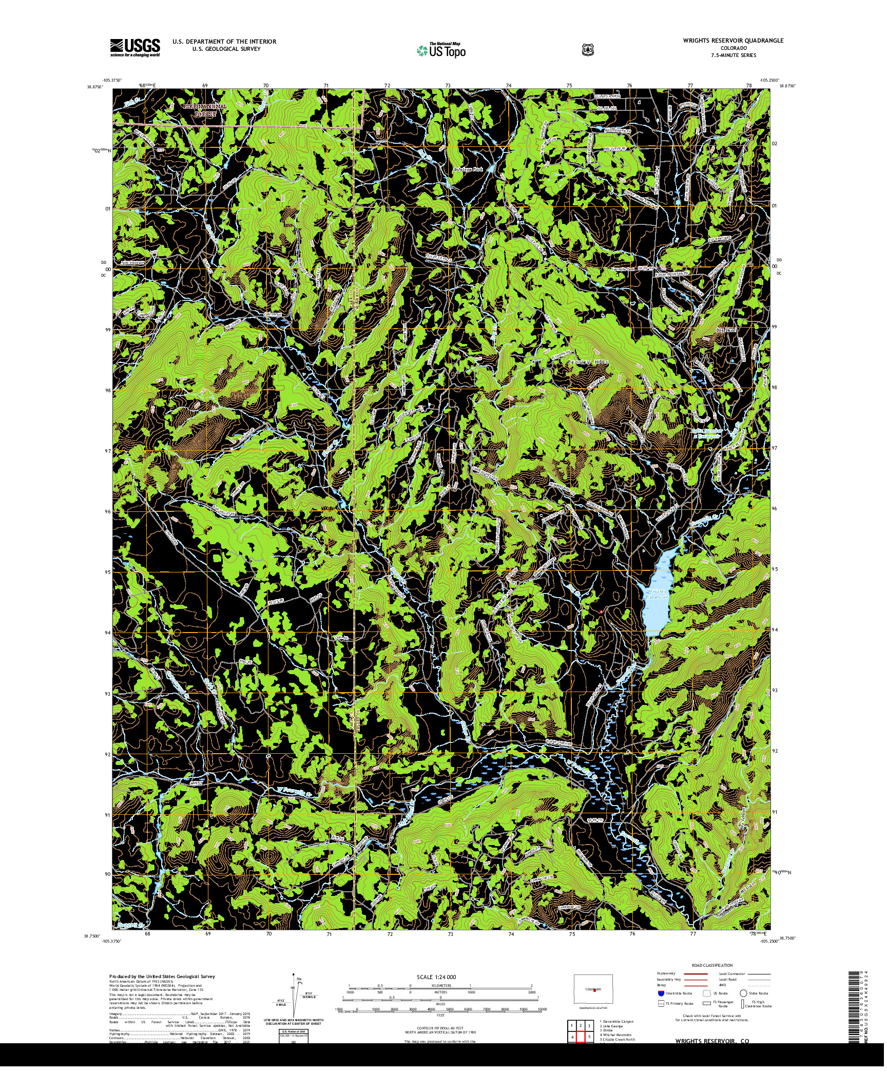 US TOPO 7.5-MINUTE MAP FOR WRIGHTS RESERVOIR, CO