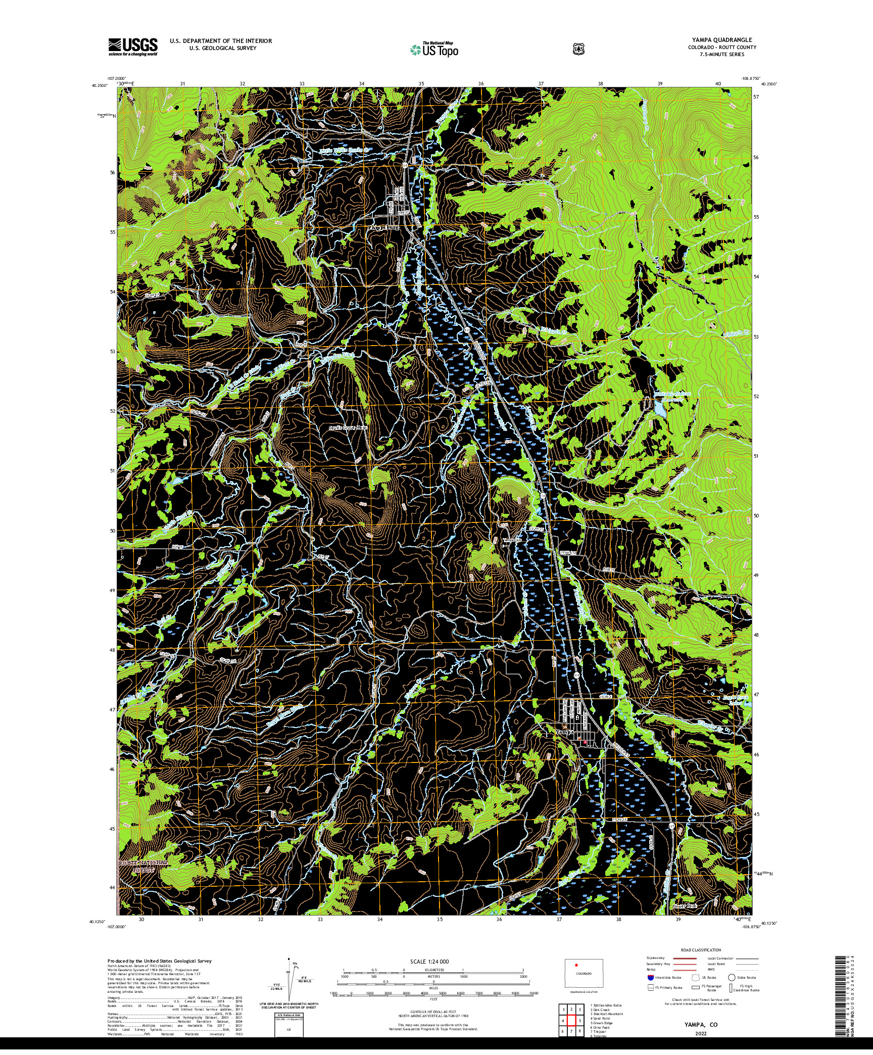 US TOPO 7.5-MINUTE MAP FOR YAMPA, CO