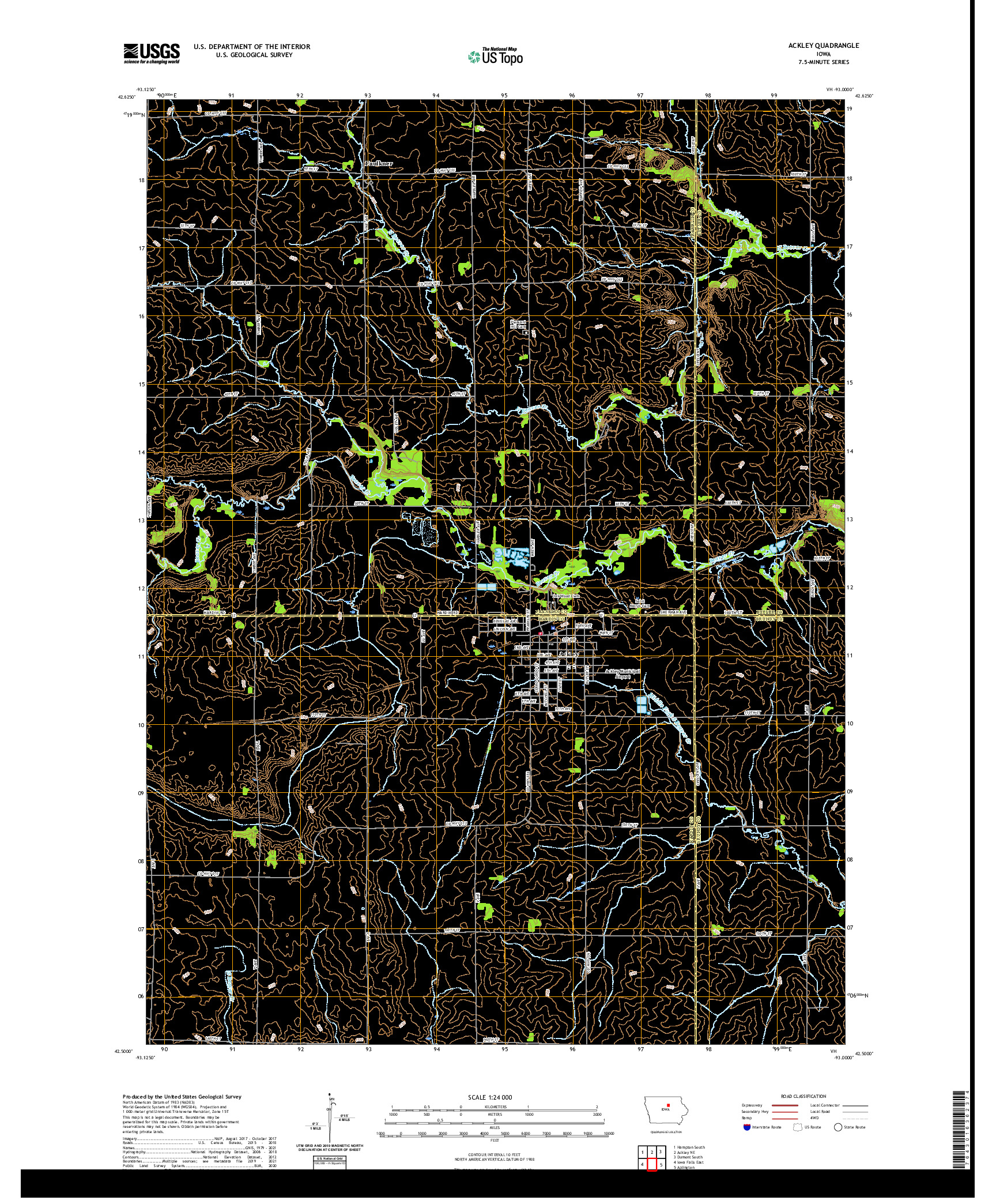 US TOPO 7.5-MINUTE MAP FOR ACKLEY, IA