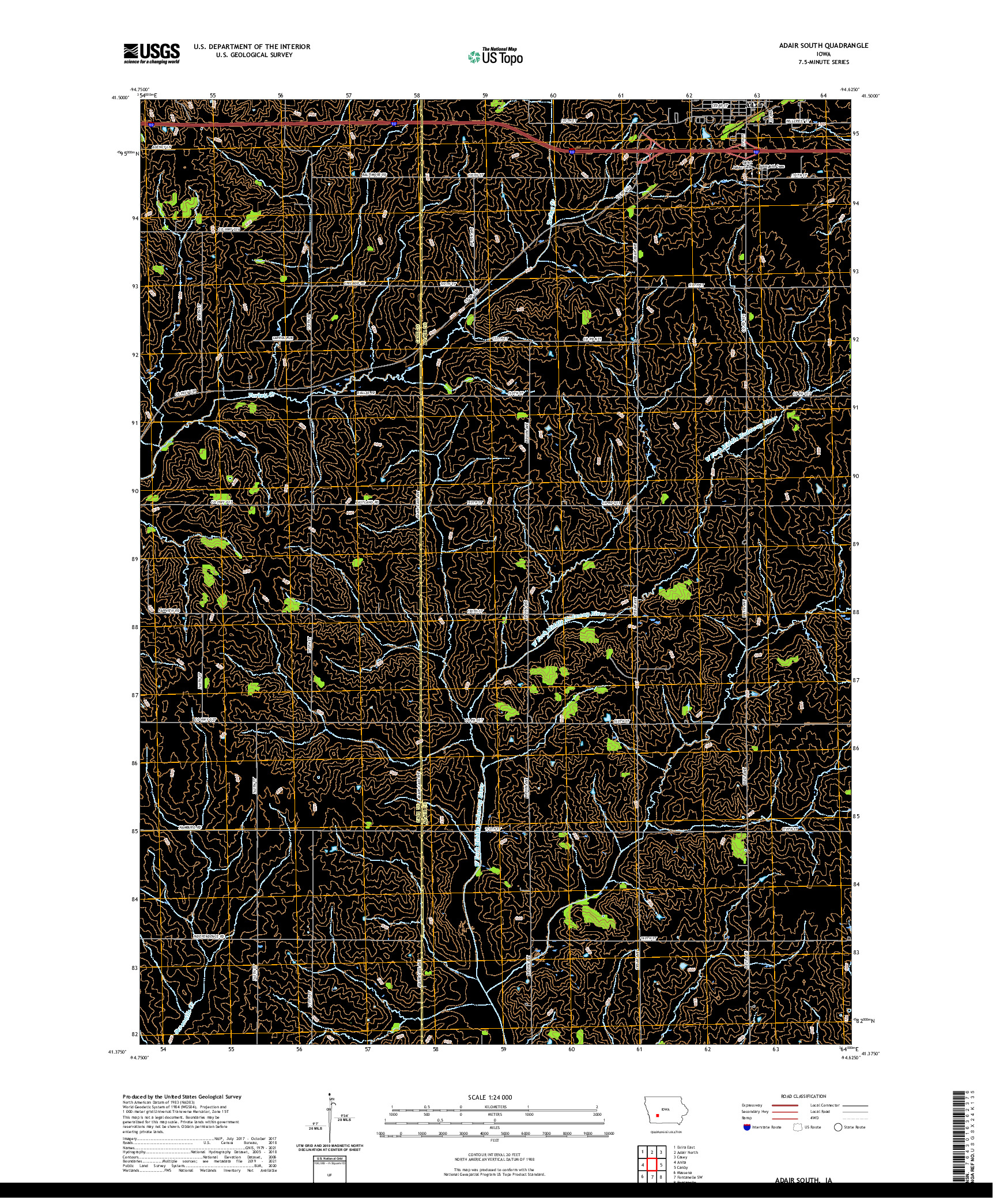 US TOPO 7.5-MINUTE MAP FOR ADAIR SOUTH, IA