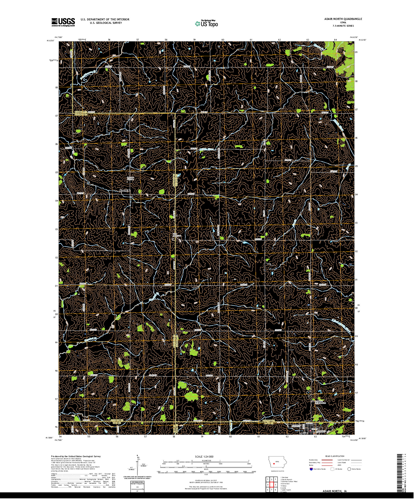 US TOPO 7.5-MINUTE MAP FOR ADAIR NORTH, IA