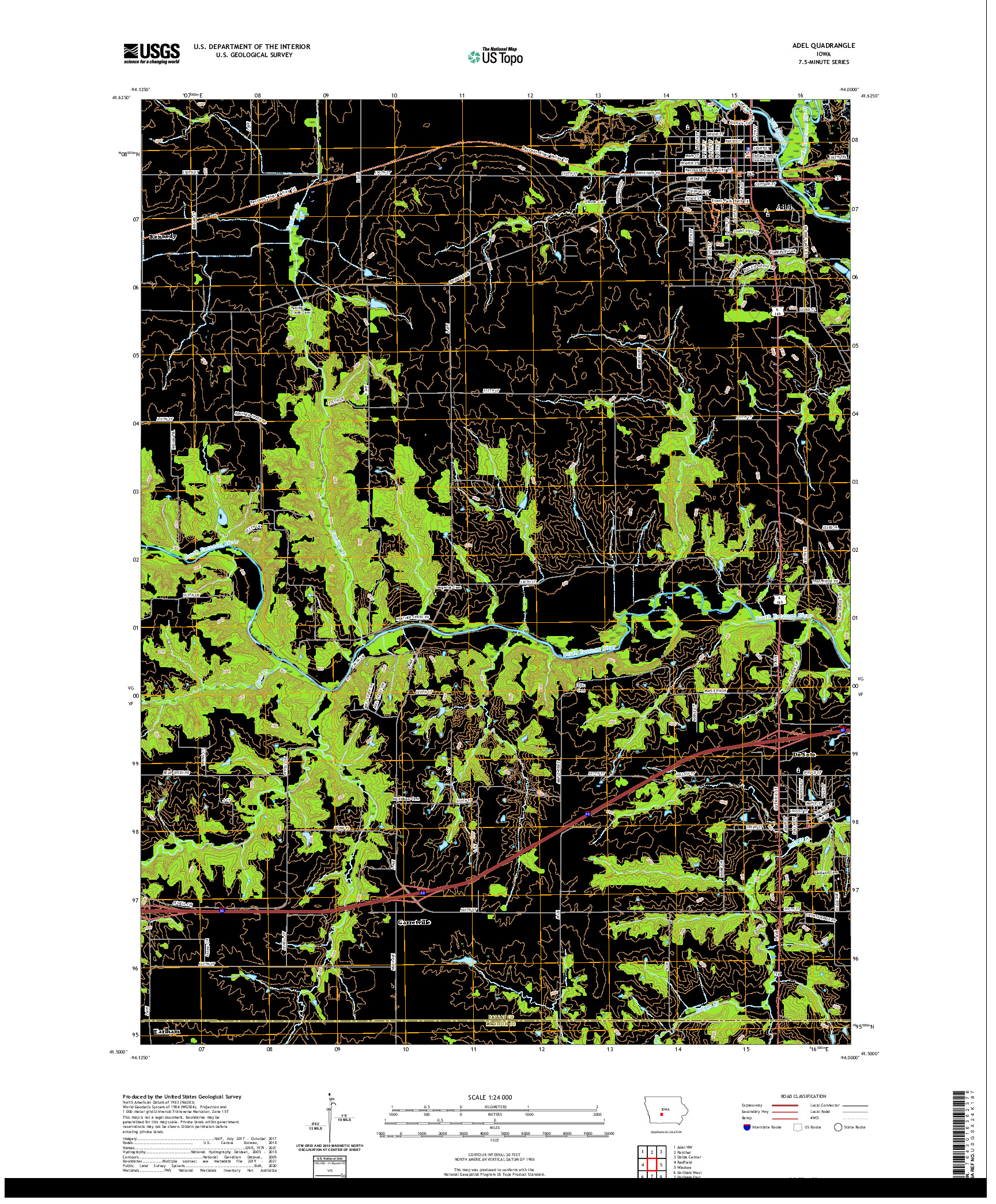 US TOPO 7.5-MINUTE MAP FOR ADEL, IA