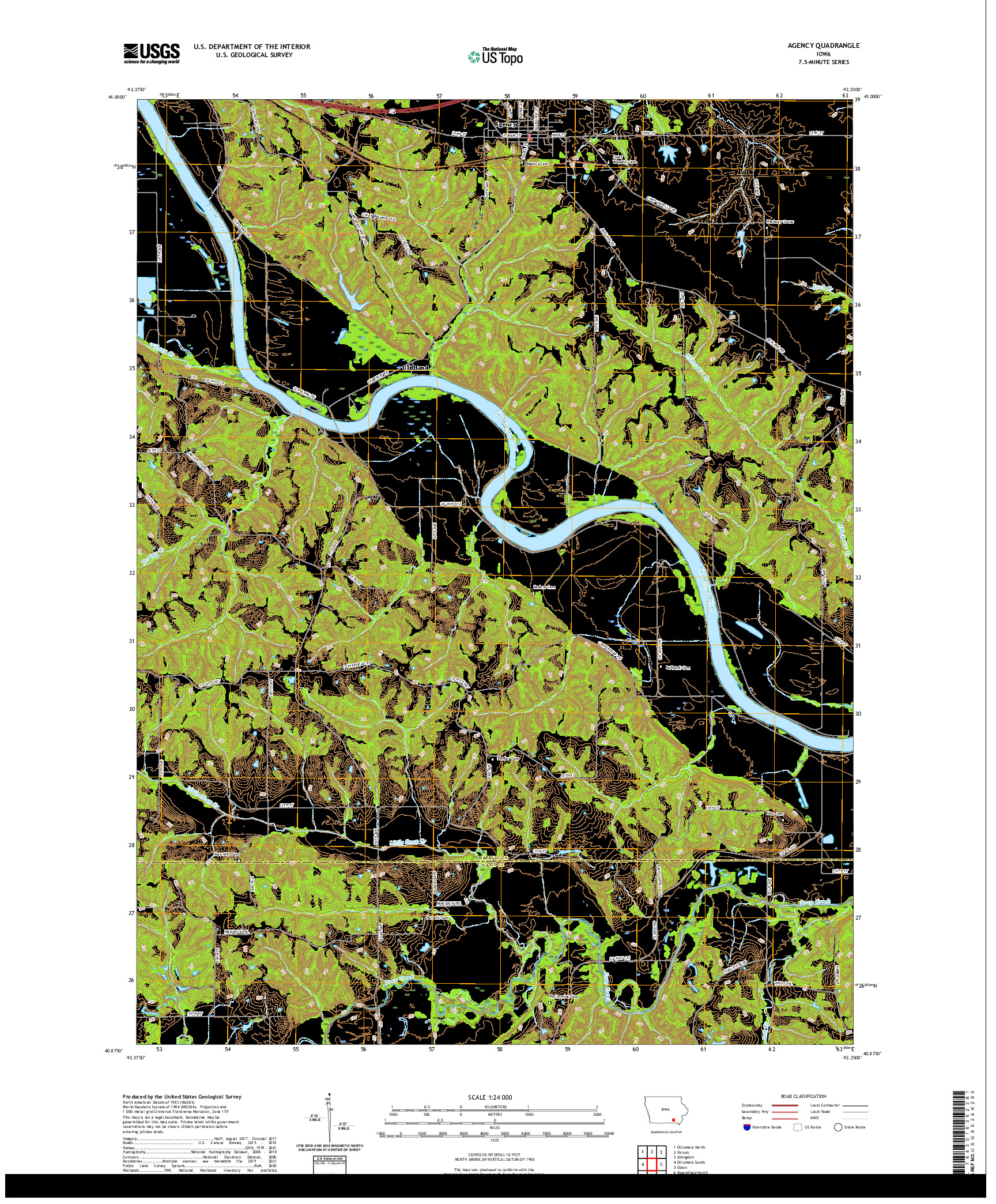 US TOPO 7.5-MINUTE MAP FOR AGENCY, IA