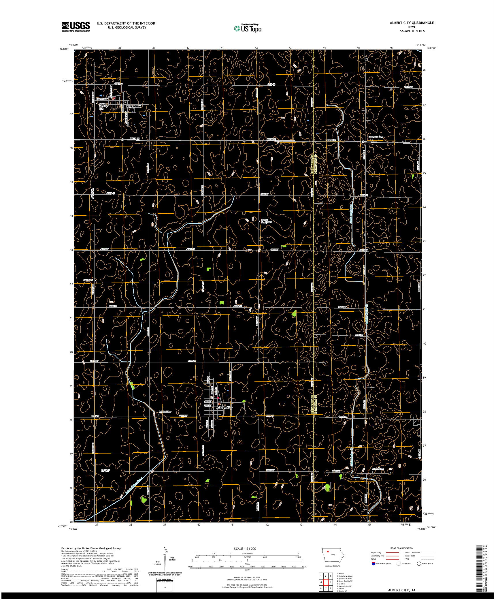 US TOPO 7.5-MINUTE MAP FOR ALBERT CITY, IA
