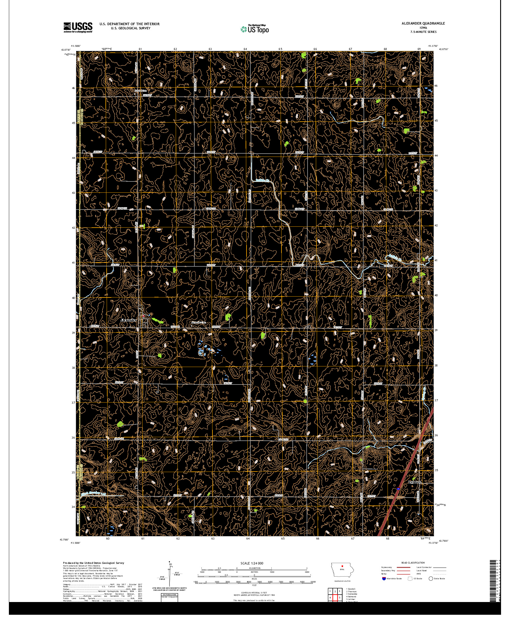 US TOPO 7.5-MINUTE MAP FOR ALEXANDER, IA