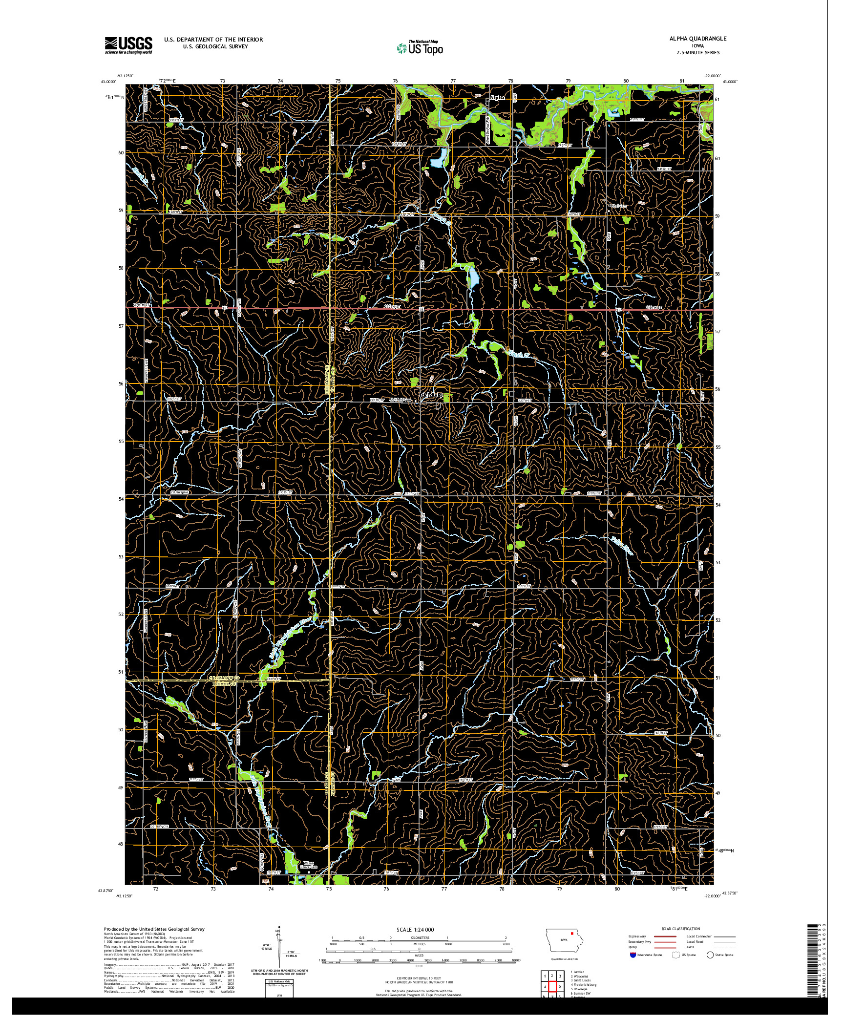 US TOPO 7.5-MINUTE MAP FOR ALPHA, IA