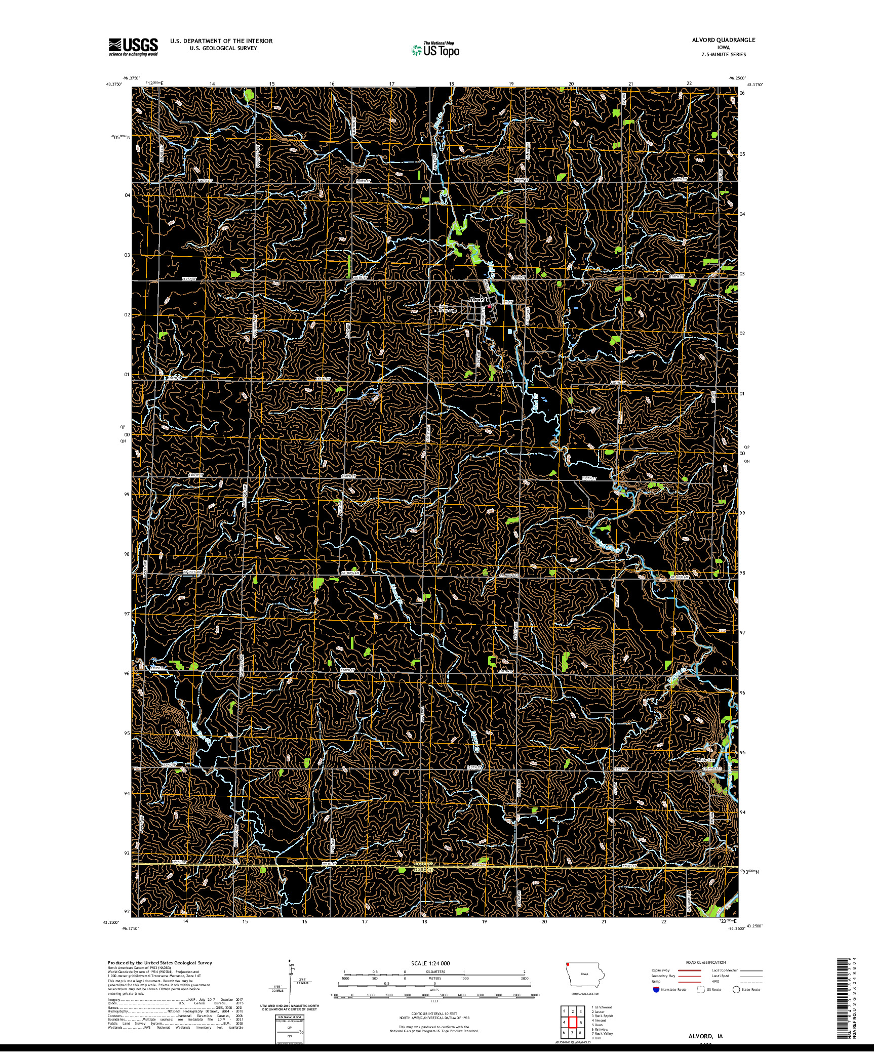 US TOPO 7.5-MINUTE MAP FOR ALVORD, IA