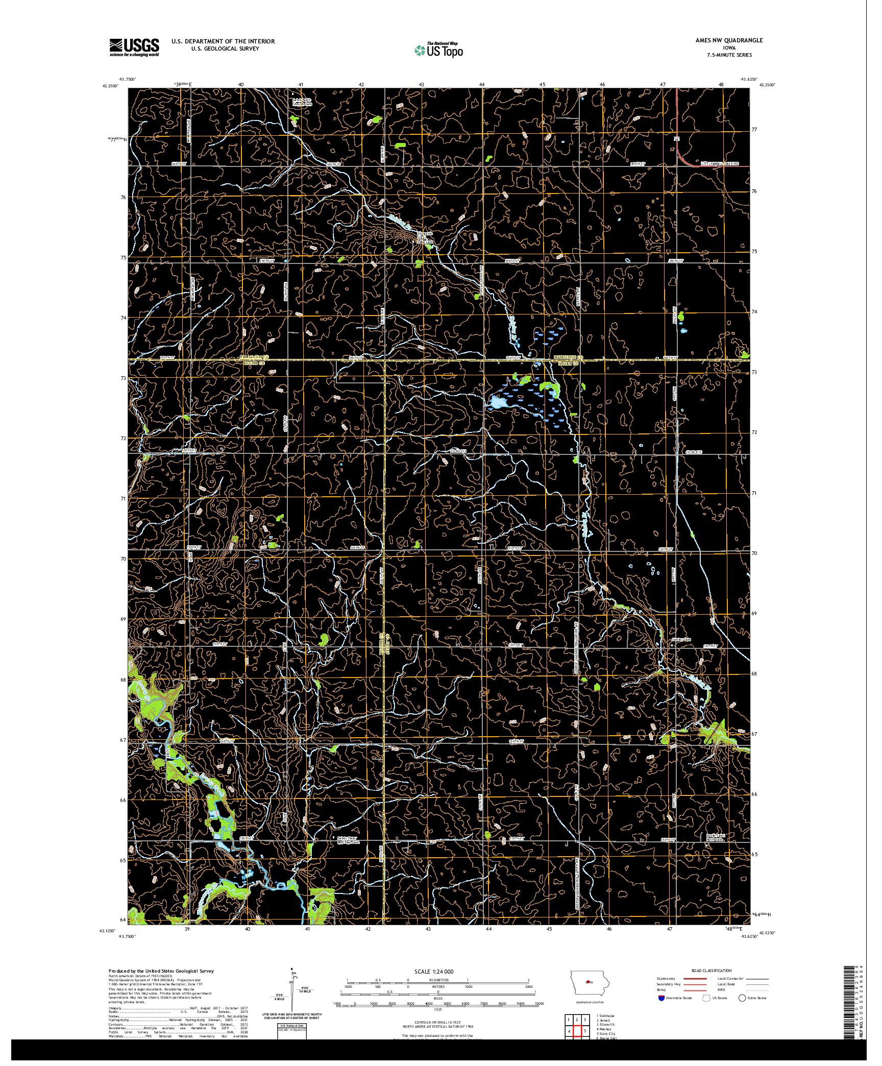 US TOPO 7.5-MINUTE MAP FOR AMES NW, IA