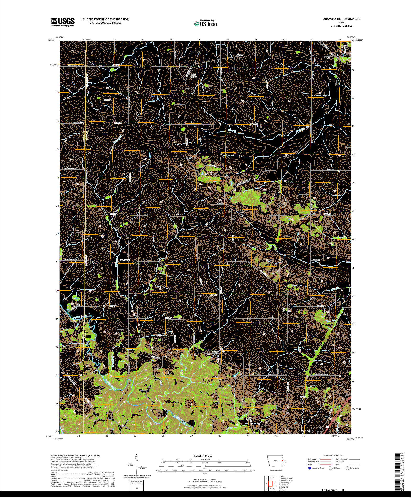 US TOPO 7.5-MINUTE MAP FOR ANAMOSA NE, IA