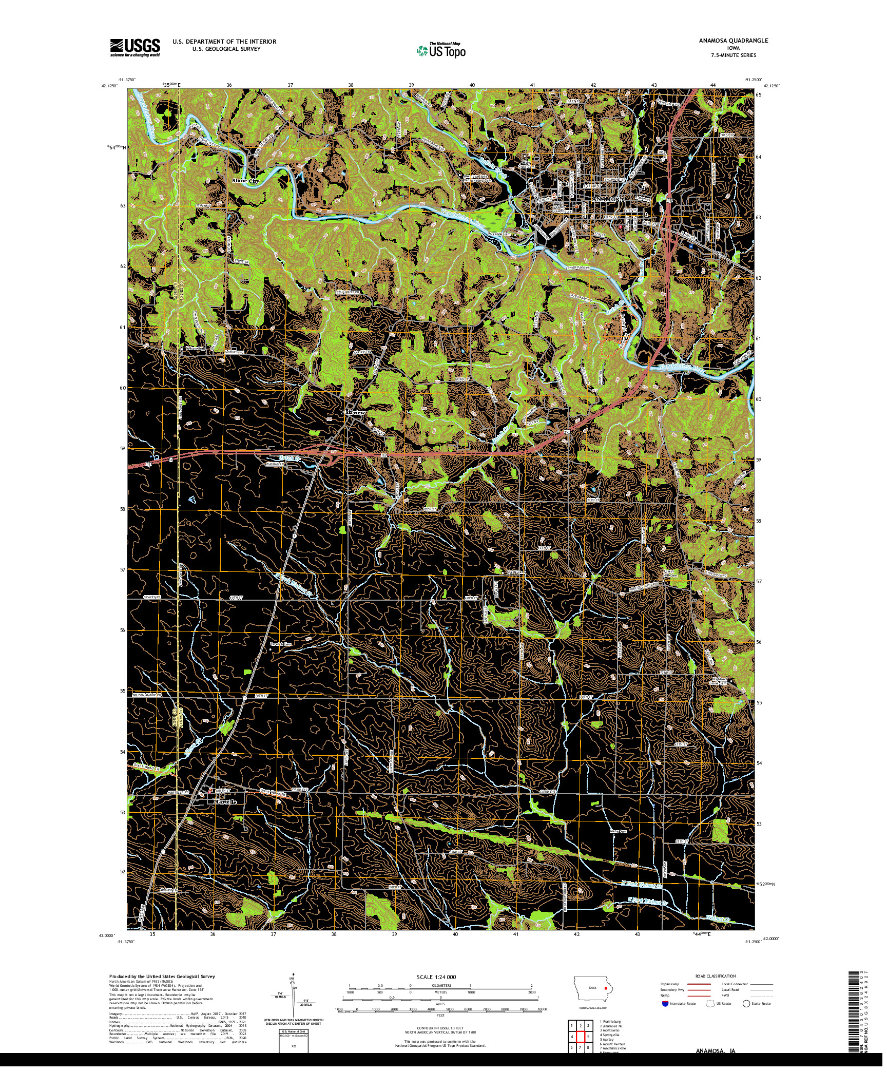 US TOPO 7.5-MINUTE MAP FOR ANAMOSA, IA