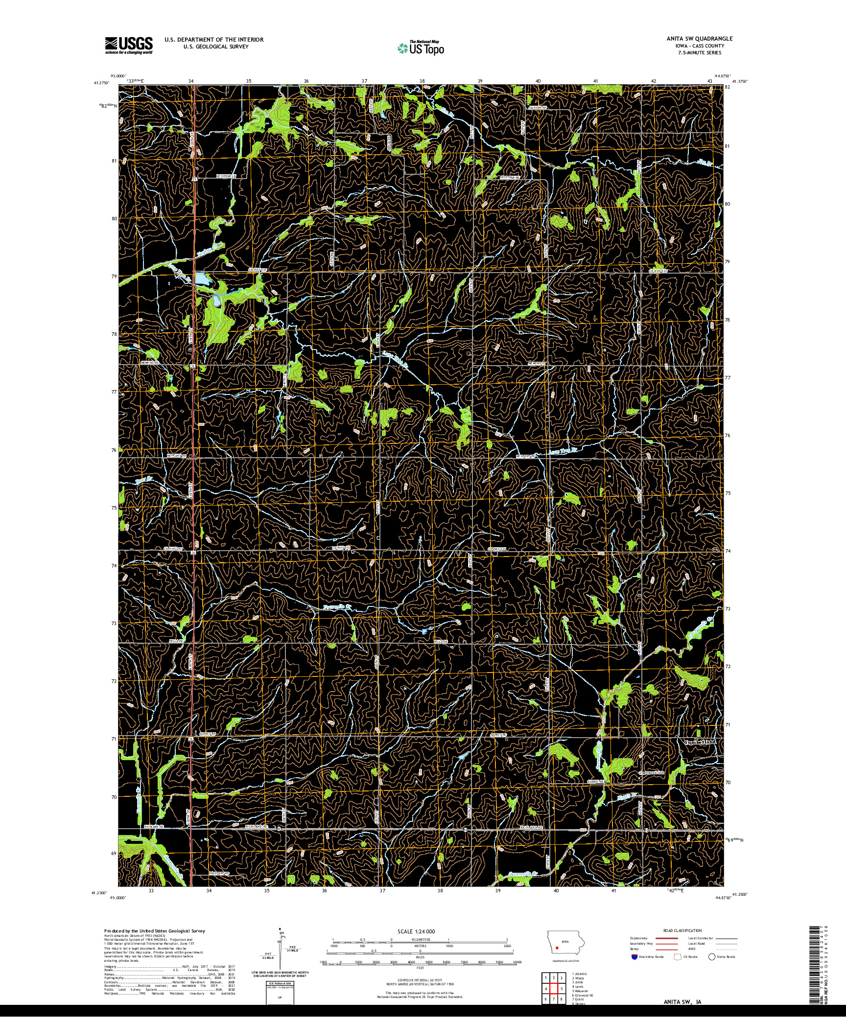 US TOPO 7.5-MINUTE MAP FOR ANITA SW, IA