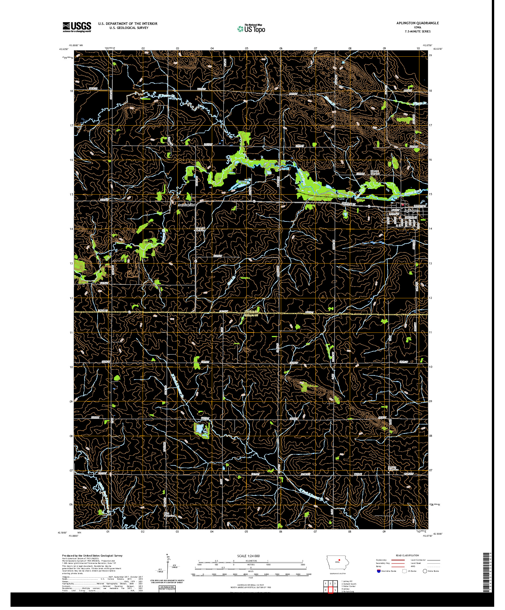 US TOPO 7.5-MINUTE MAP FOR APLINGTON, IA