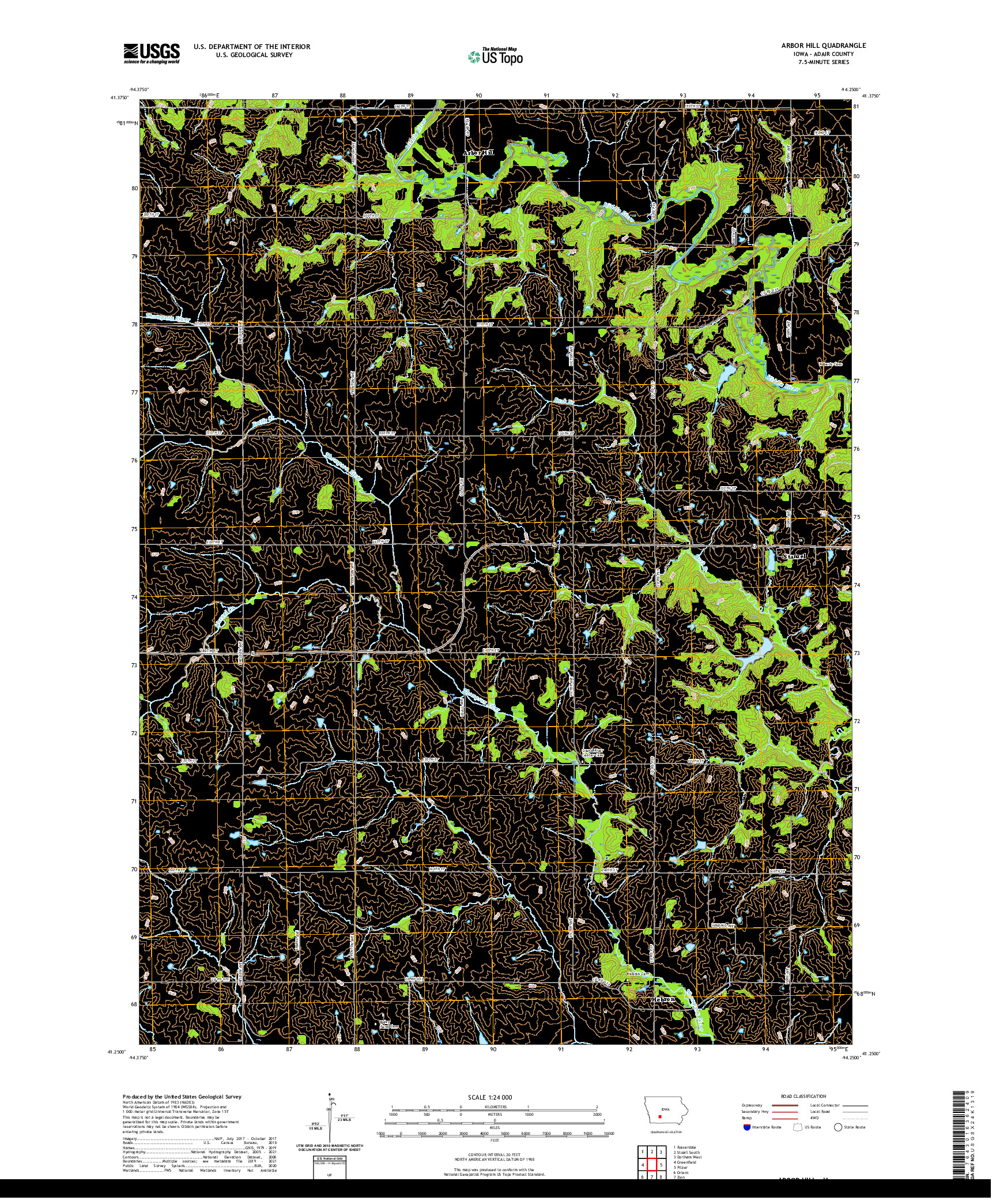 US TOPO 7.5-MINUTE MAP FOR ARBOR HILL, IA