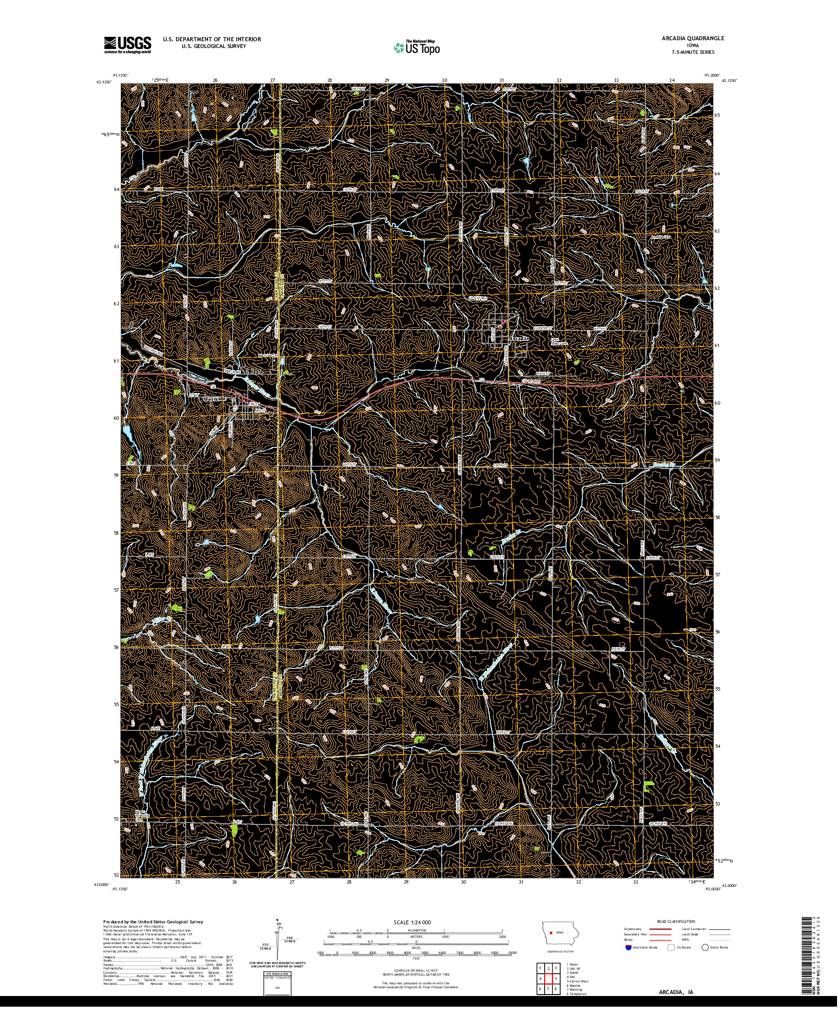 US TOPO 7.5-MINUTE MAP FOR ARCADIA, IA