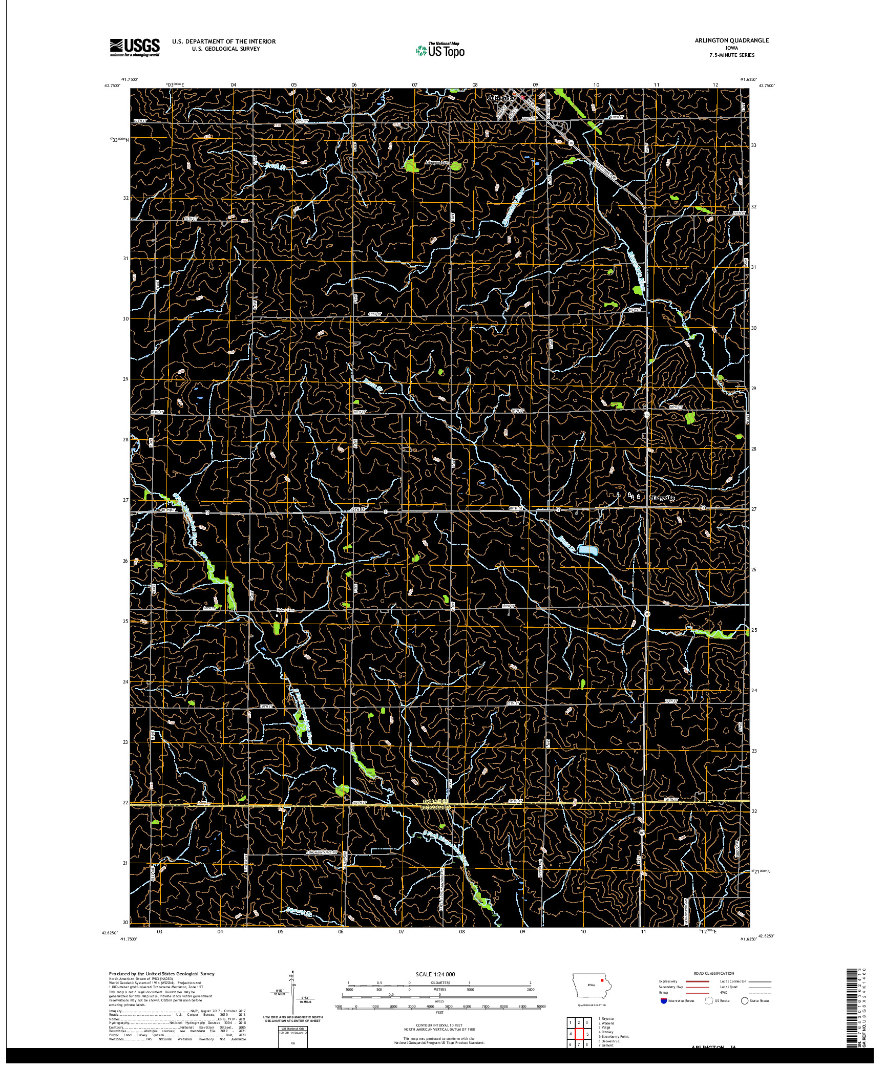 US TOPO 7.5-MINUTE MAP FOR ARLINGTON, IA