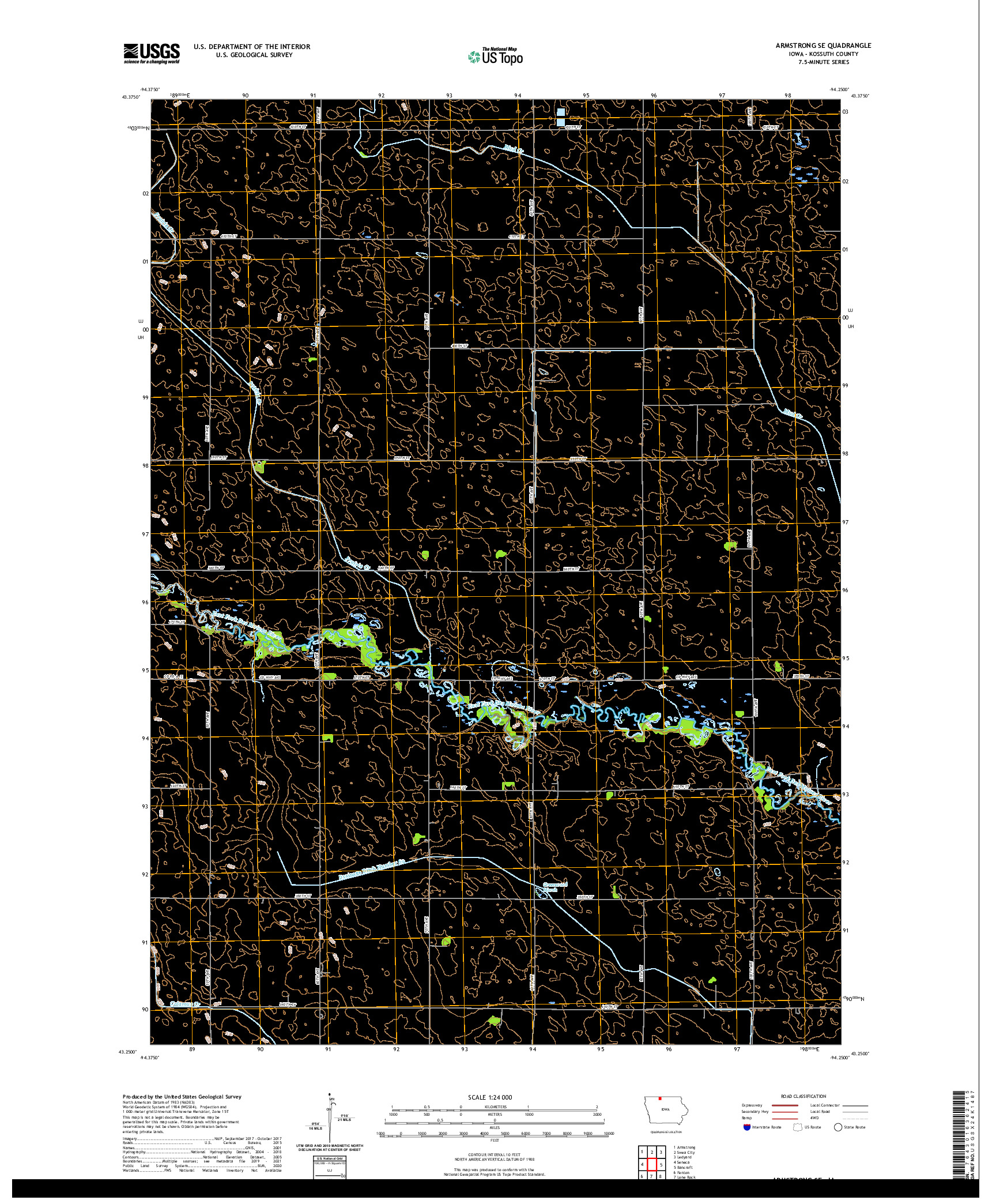 US TOPO 7.5-MINUTE MAP FOR ARMSTRONG SE, IA