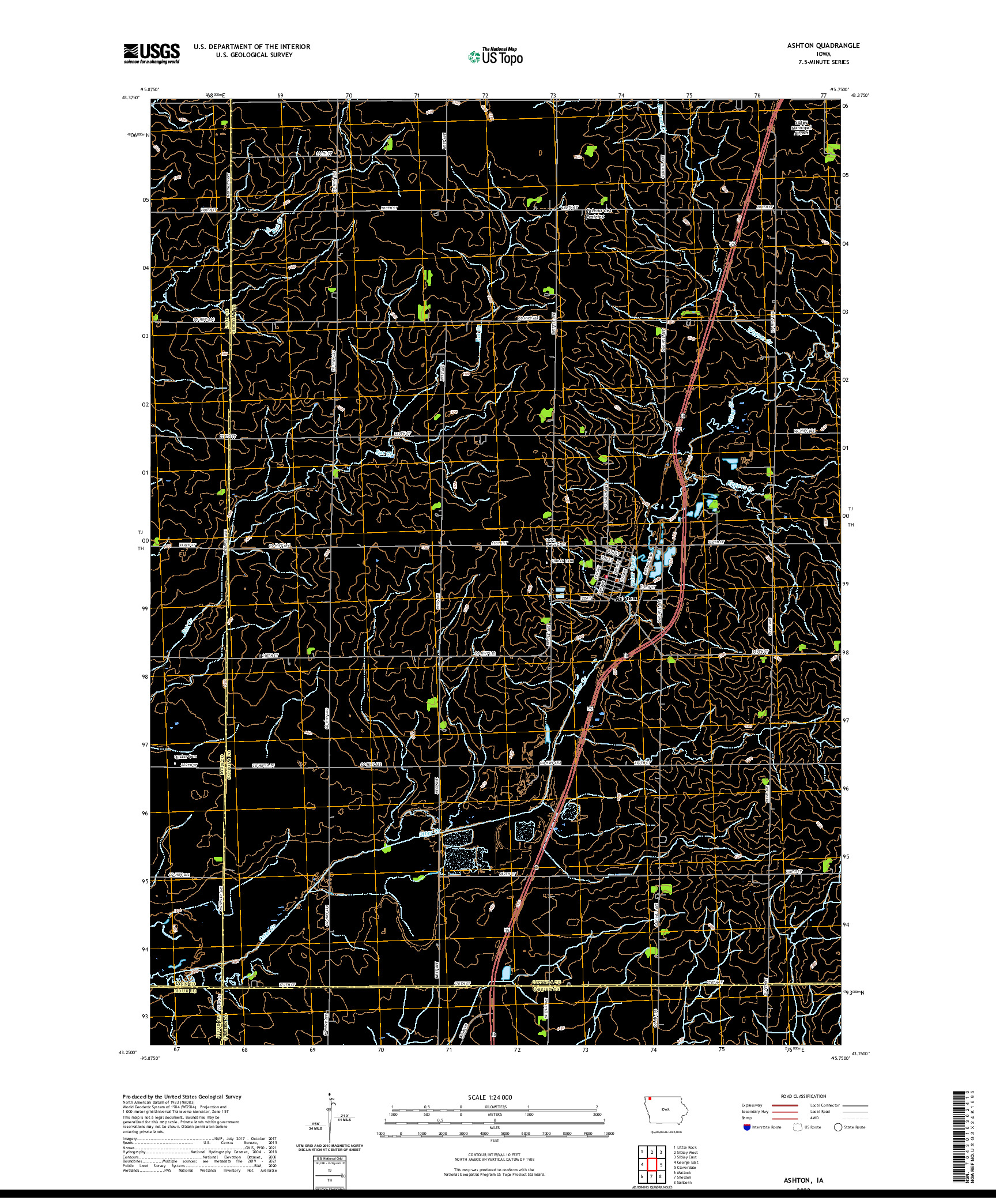 US TOPO 7.5-MINUTE MAP FOR ASHTON, IA