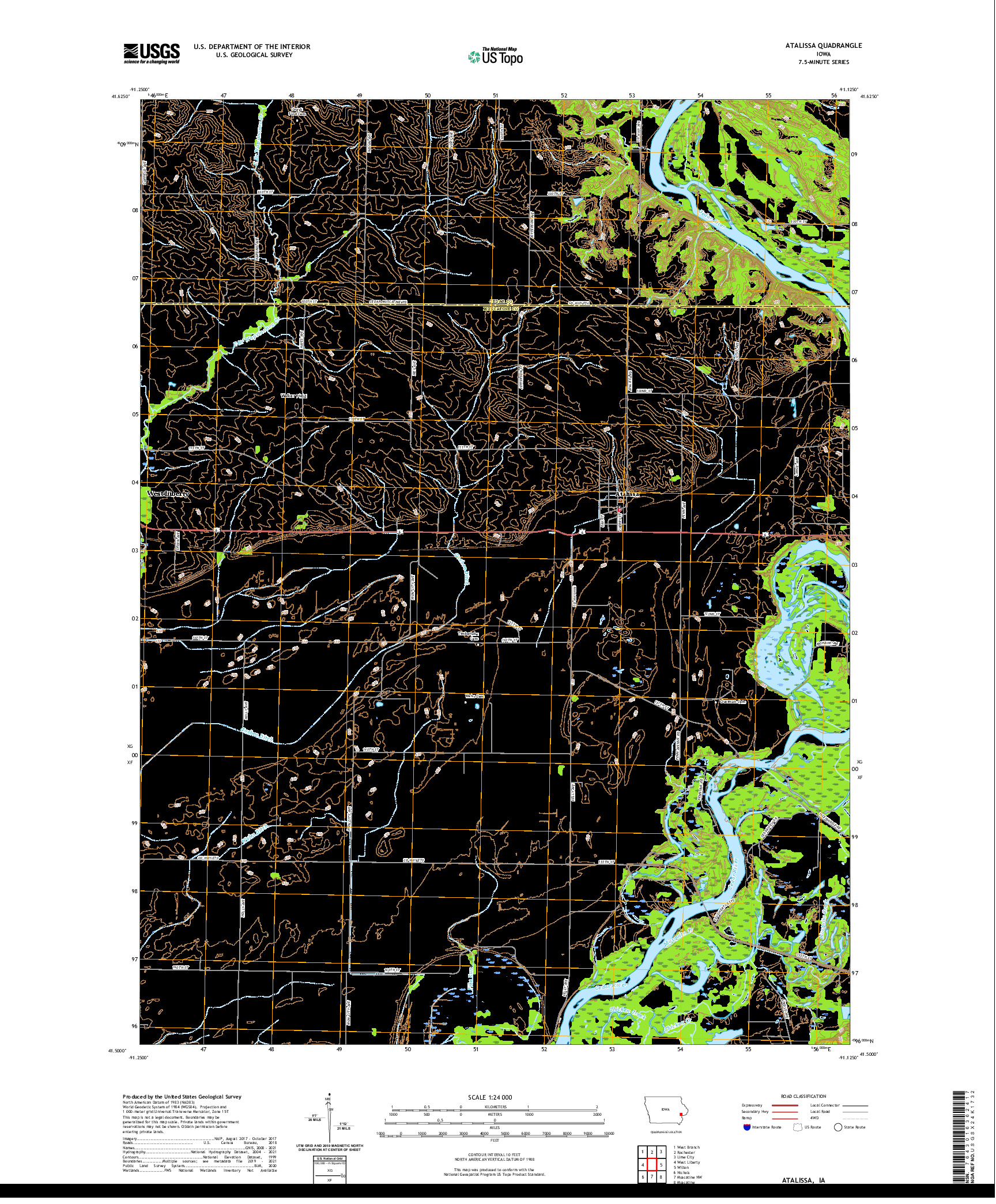 US TOPO 7.5-MINUTE MAP FOR ATALISSA, IA