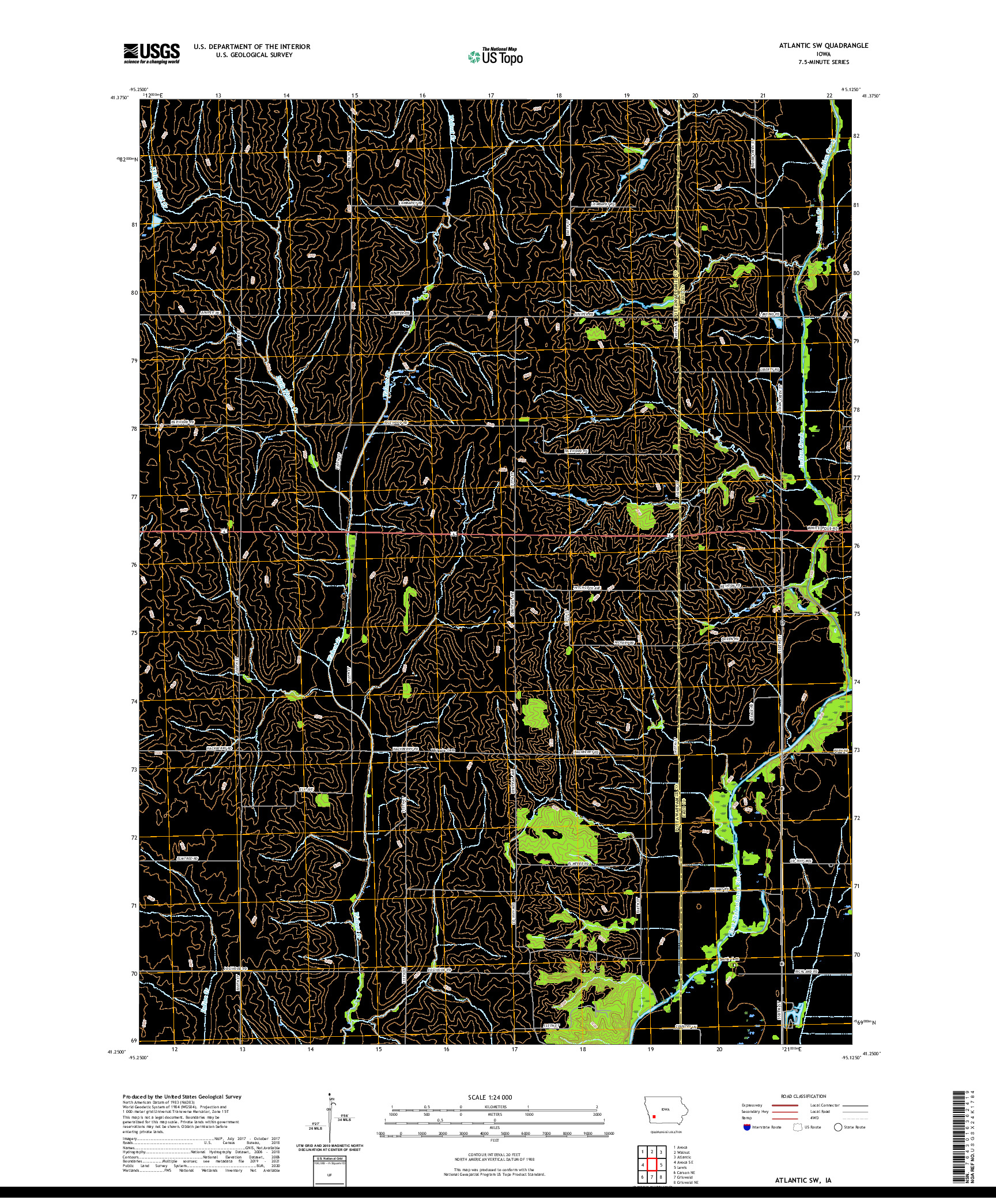 US TOPO 7.5-MINUTE MAP FOR ATLANTIC SW, IA