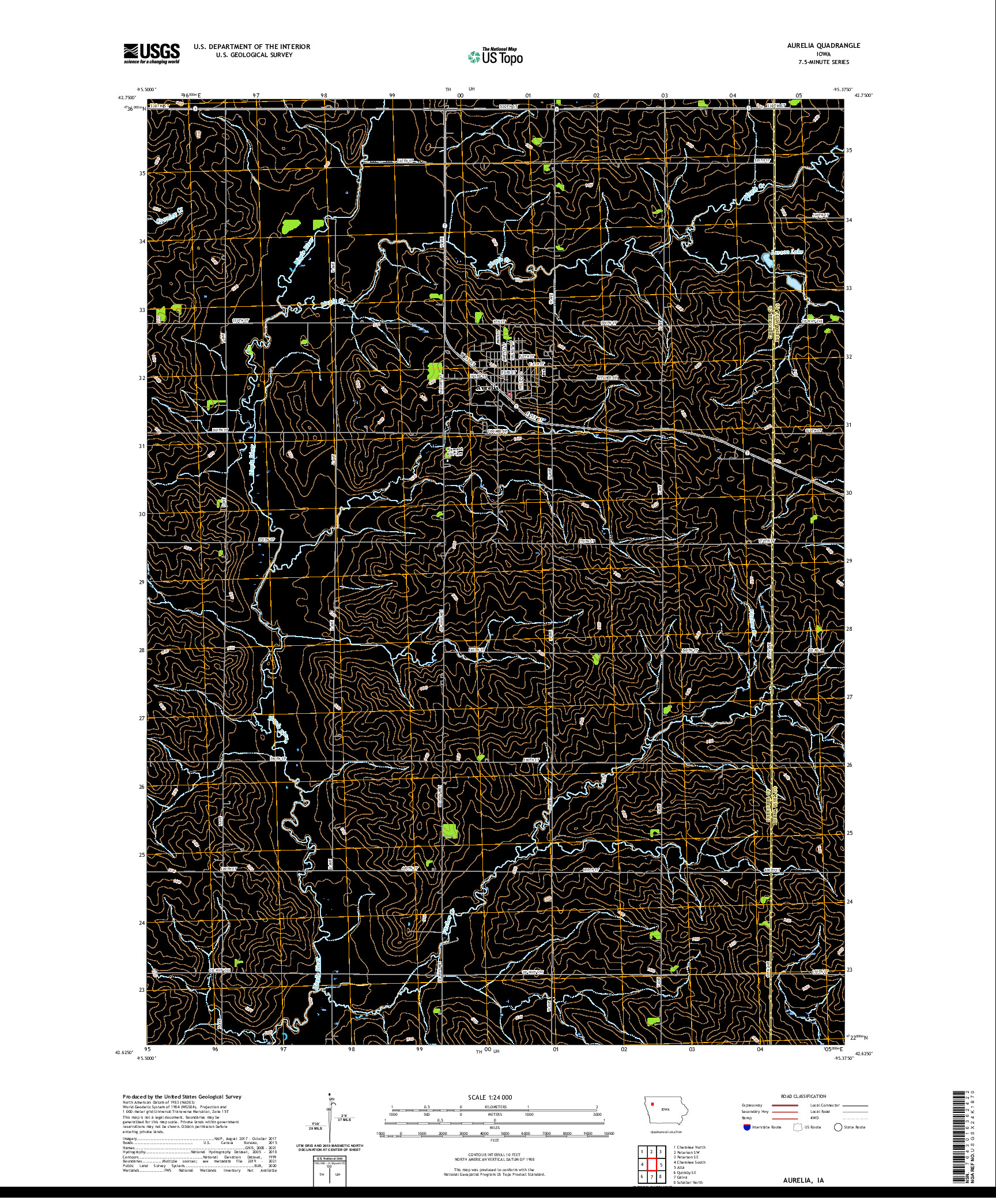 US TOPO 7.5-MINUTE MAP FOR AURELIA, IA