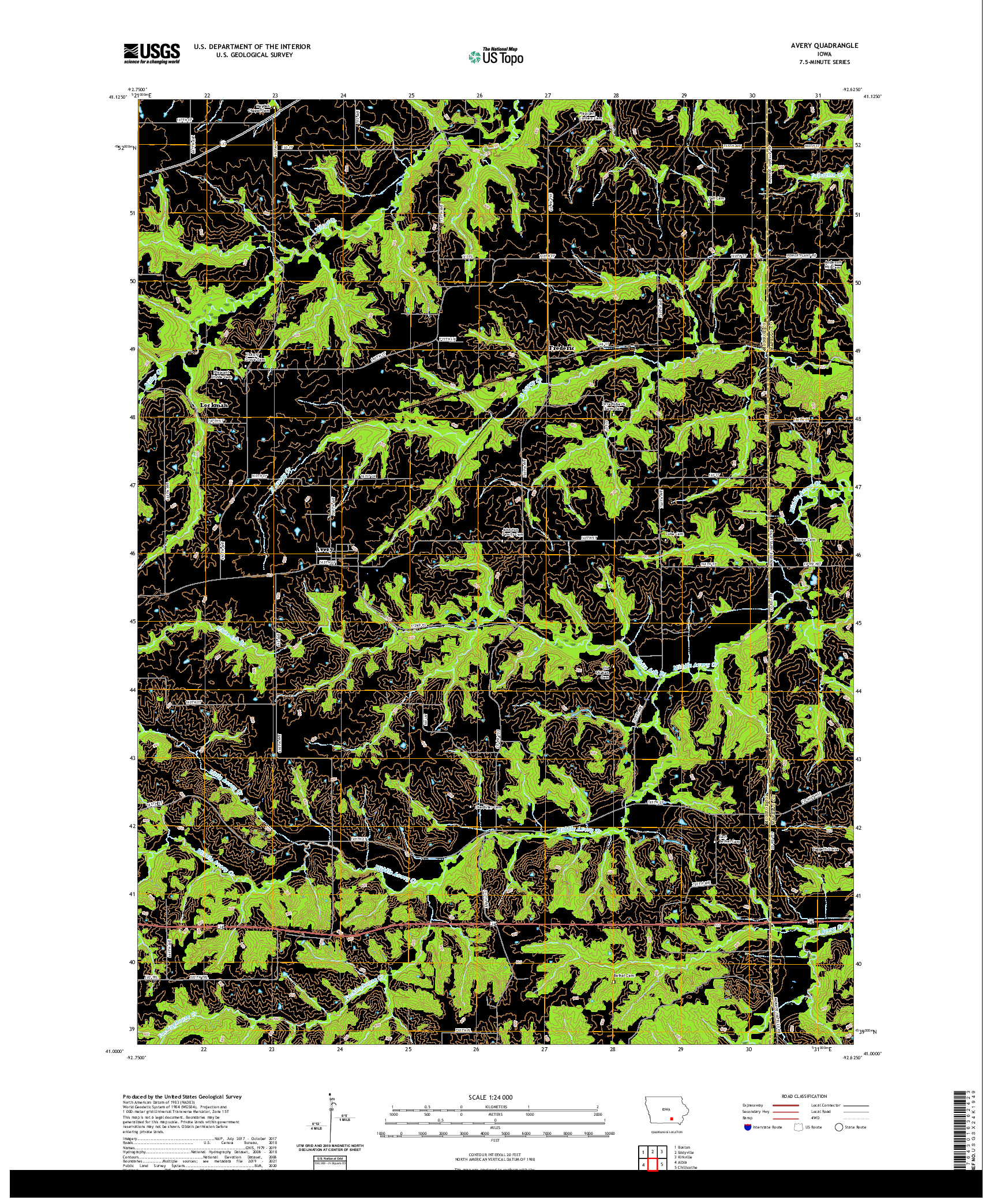 US TOPO 7.5-MINUTE MAP FOR AVERY, IA