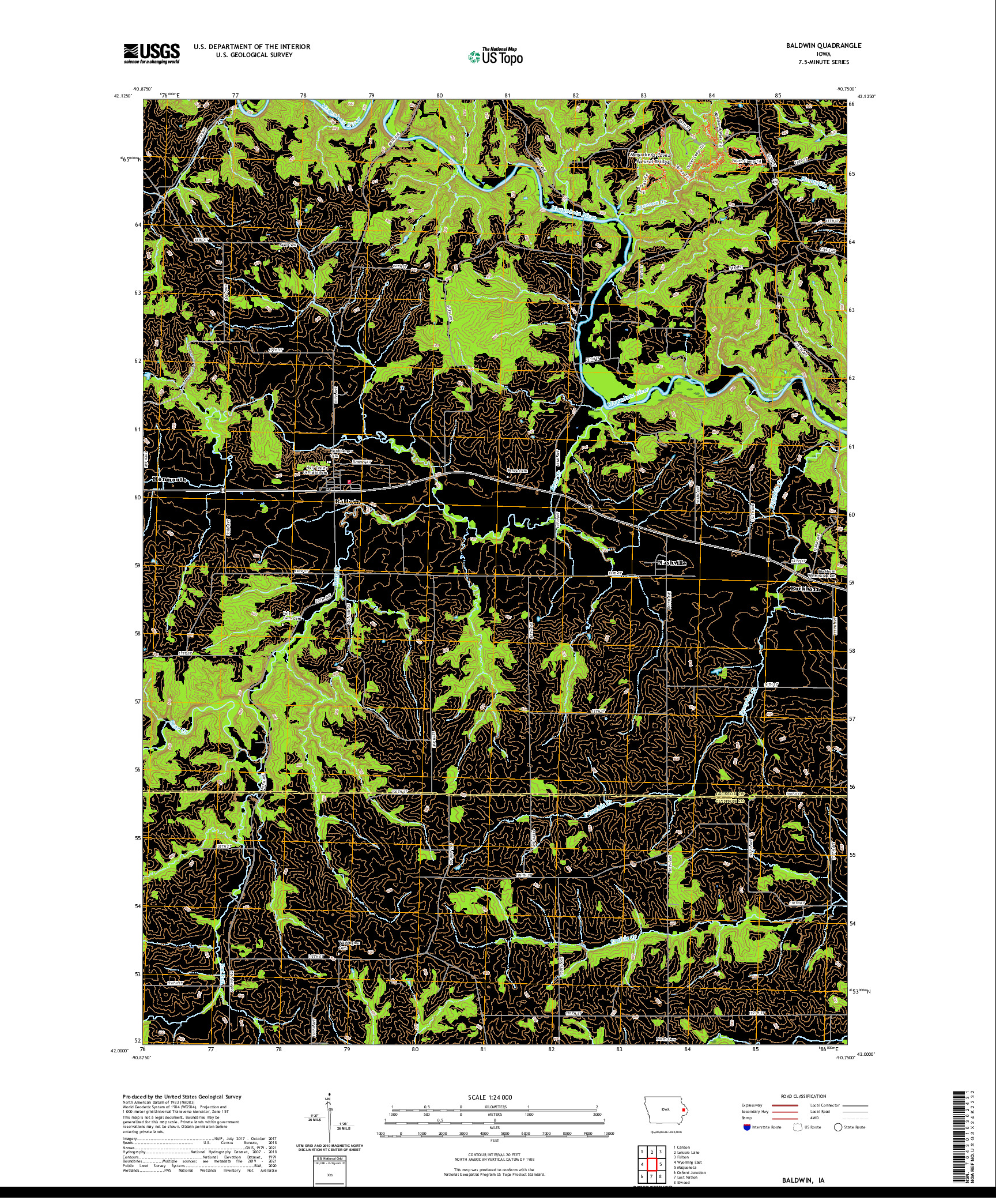 US TOPO 7.5-MINUTE MAP FOR BALDWIN, IA