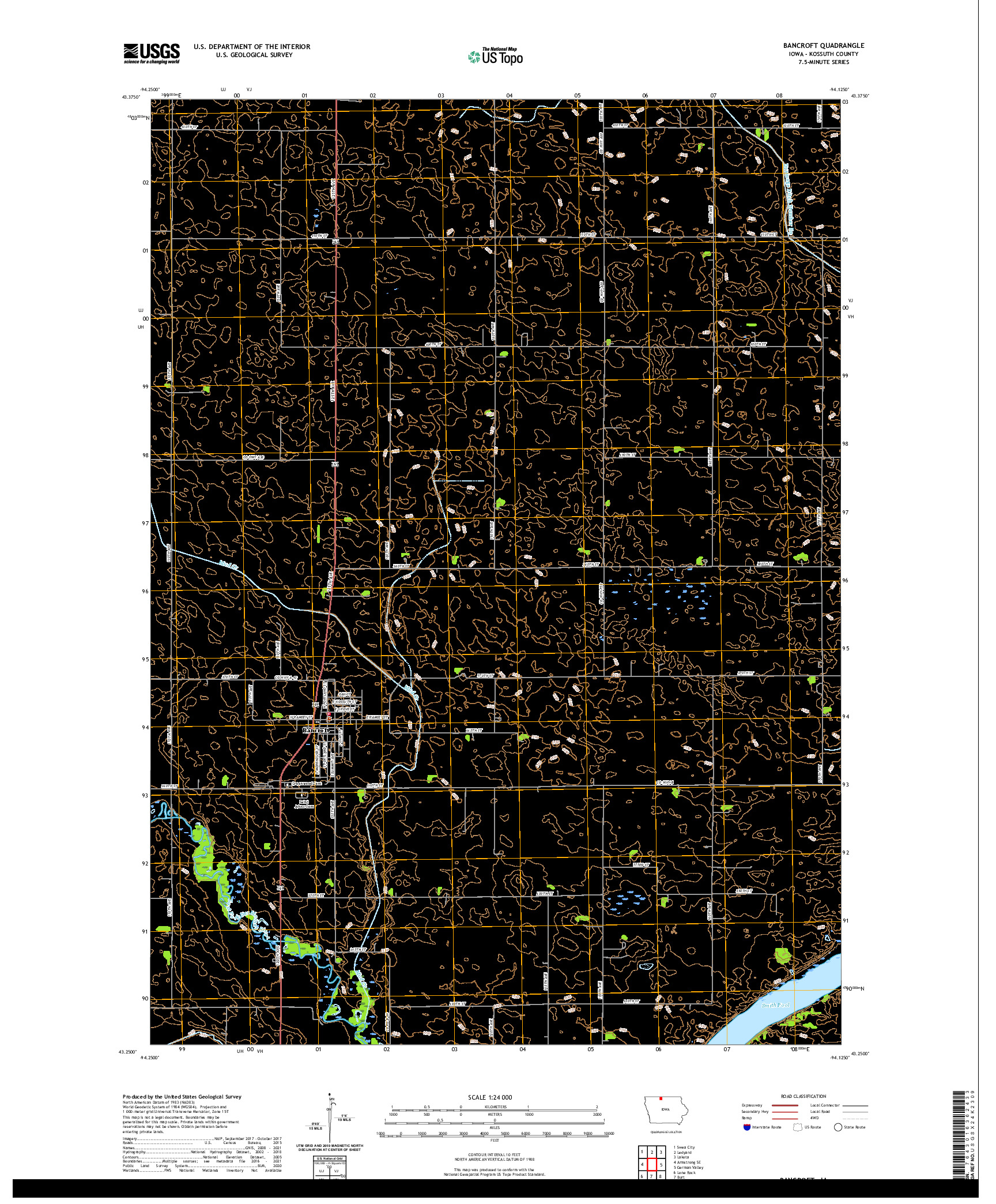 US TOPO 7.5-MINUTE MAP FOR BANCROFT, IA