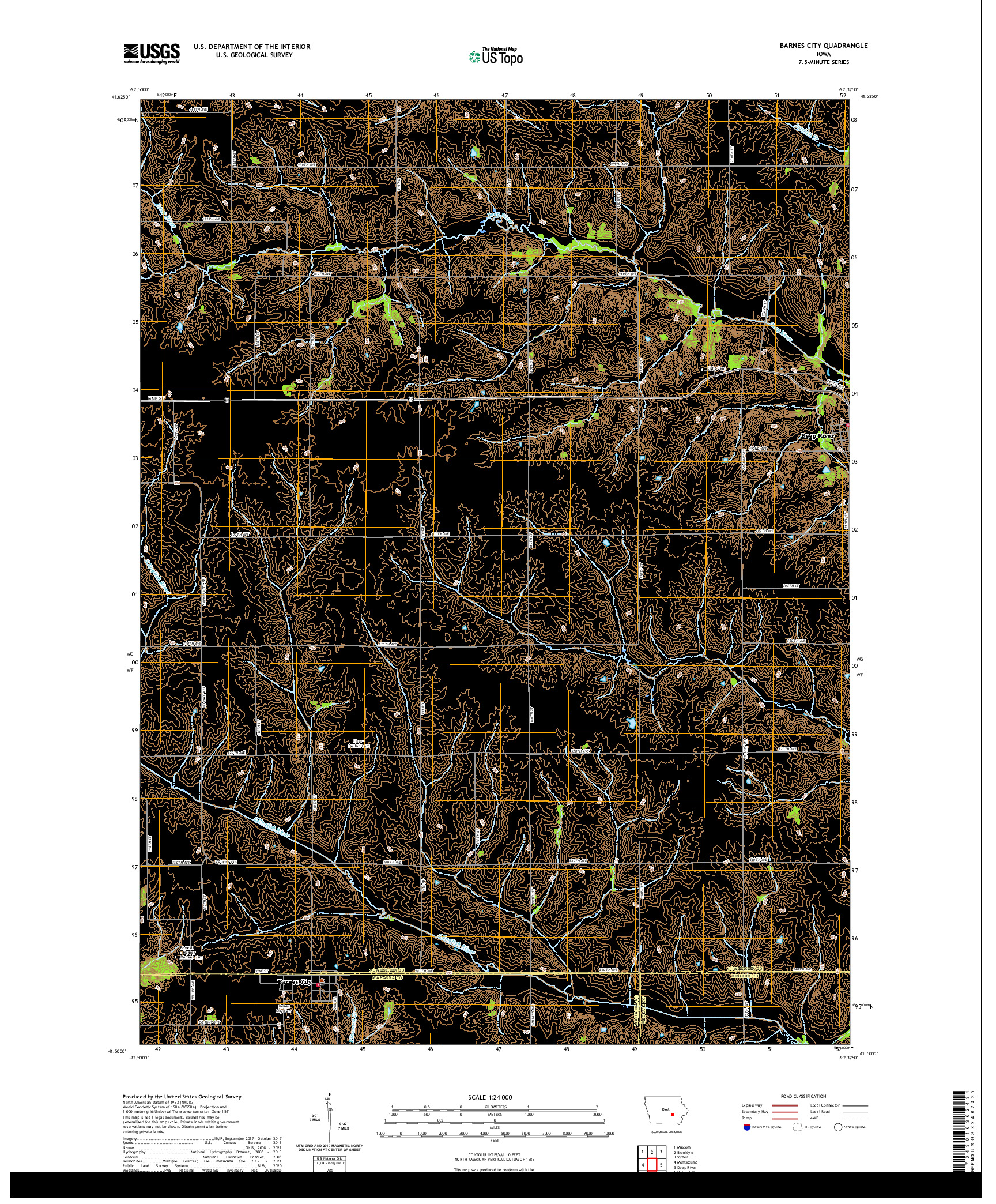 US TOPO 7.5-MINUTE MAP FOR BARNES CITY, IA