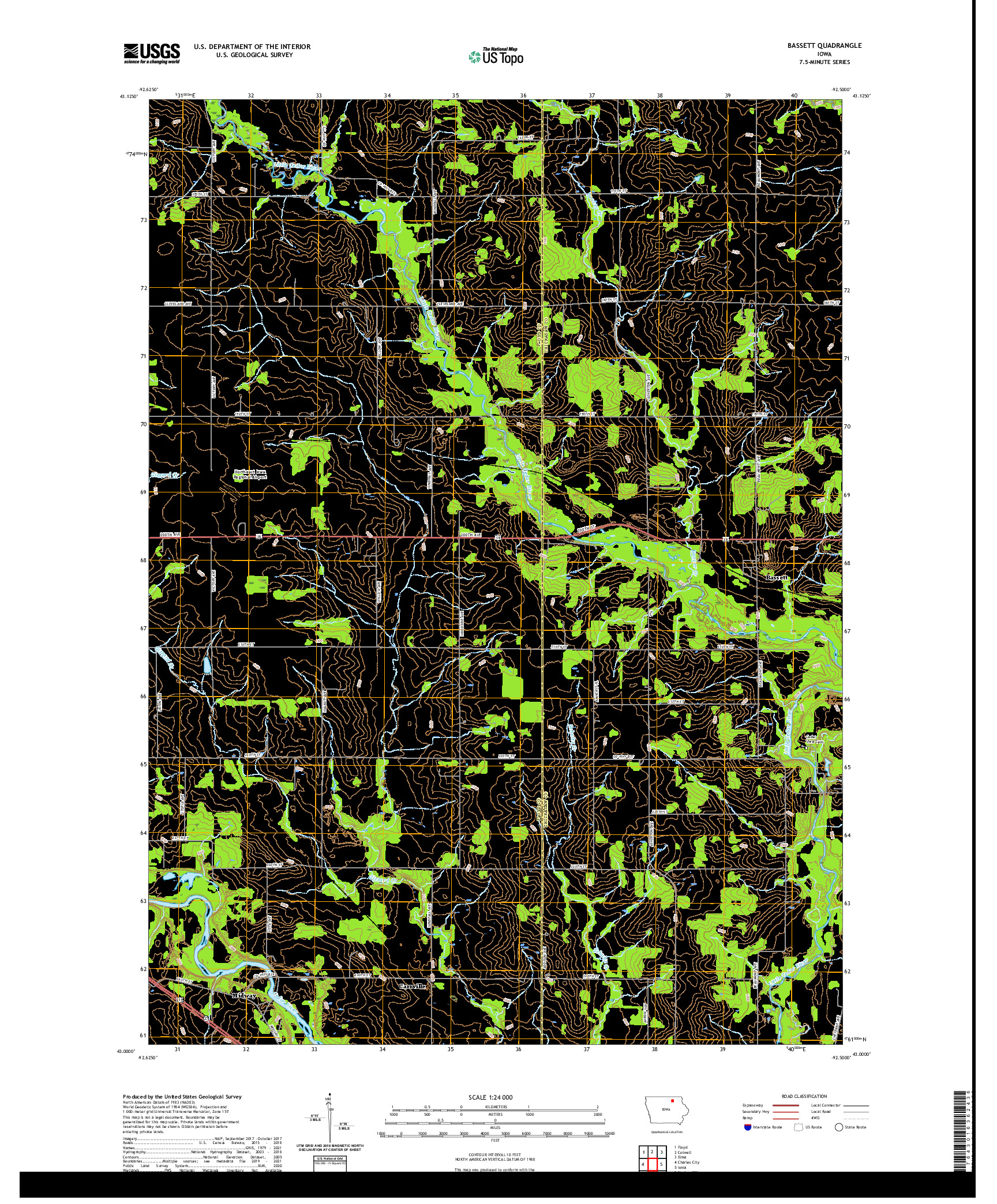 US TOPO 7.5-MINUTE MAP FOR BASSETT, IA