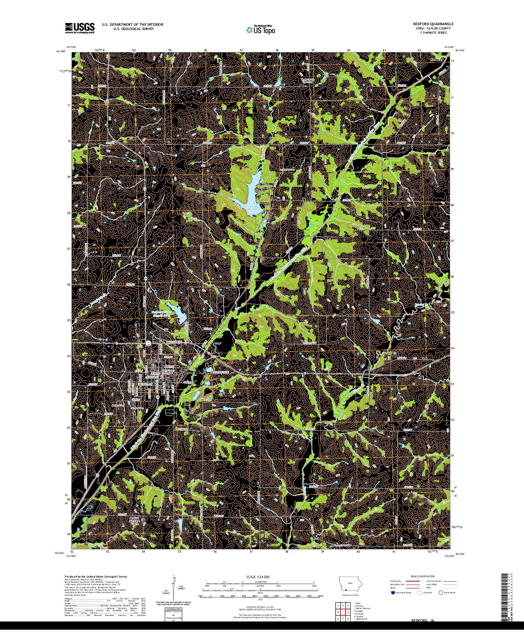 US TOPO 7.5-MINUTE MAP FOR BEDFORD, IA