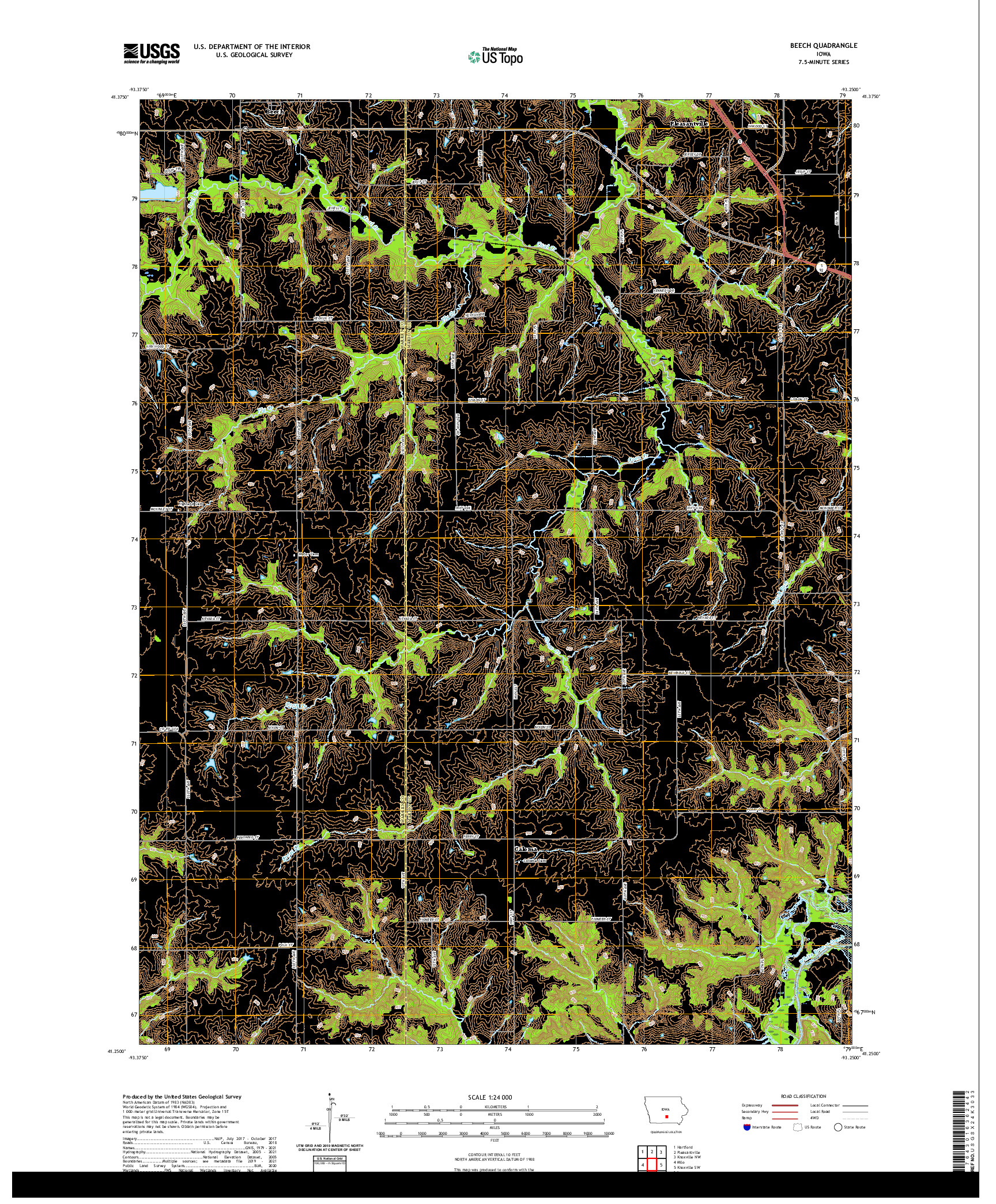 US TOPO 7.5-MINUTE MAP FOR BEECH, IA